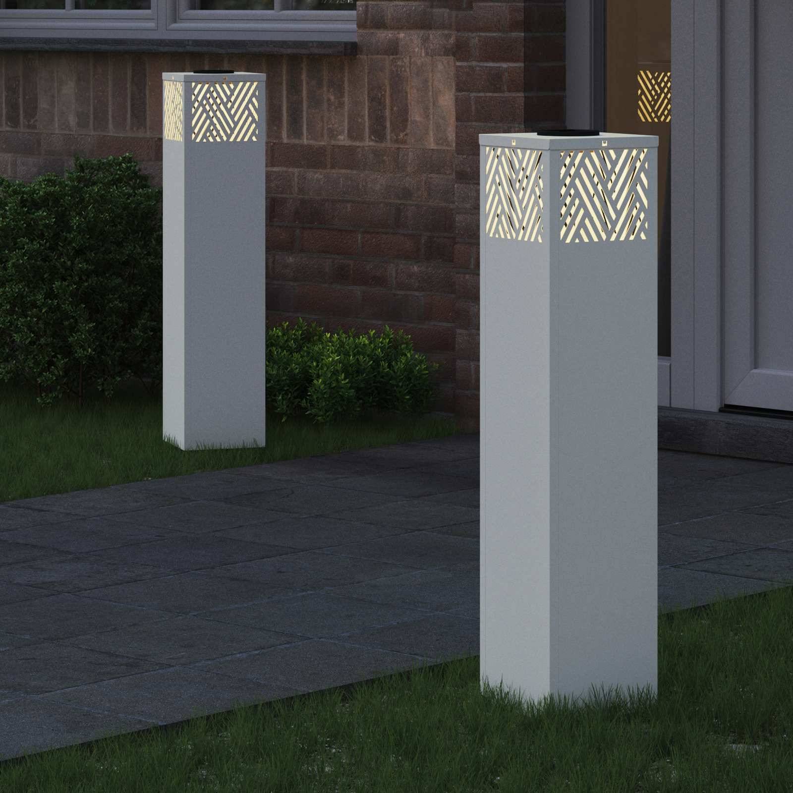 vidaXL Solar LED Weg Licht 2 pcs Weiß Kalt gewalzter Stahl