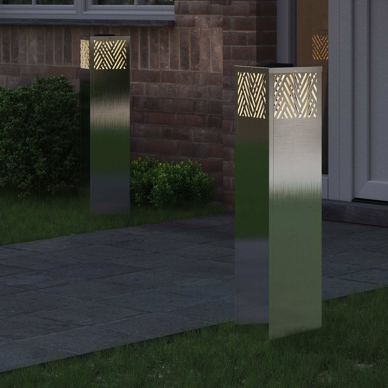 vidaXL Solar LED Weg Licht 2 pcs Silber Edelstahl