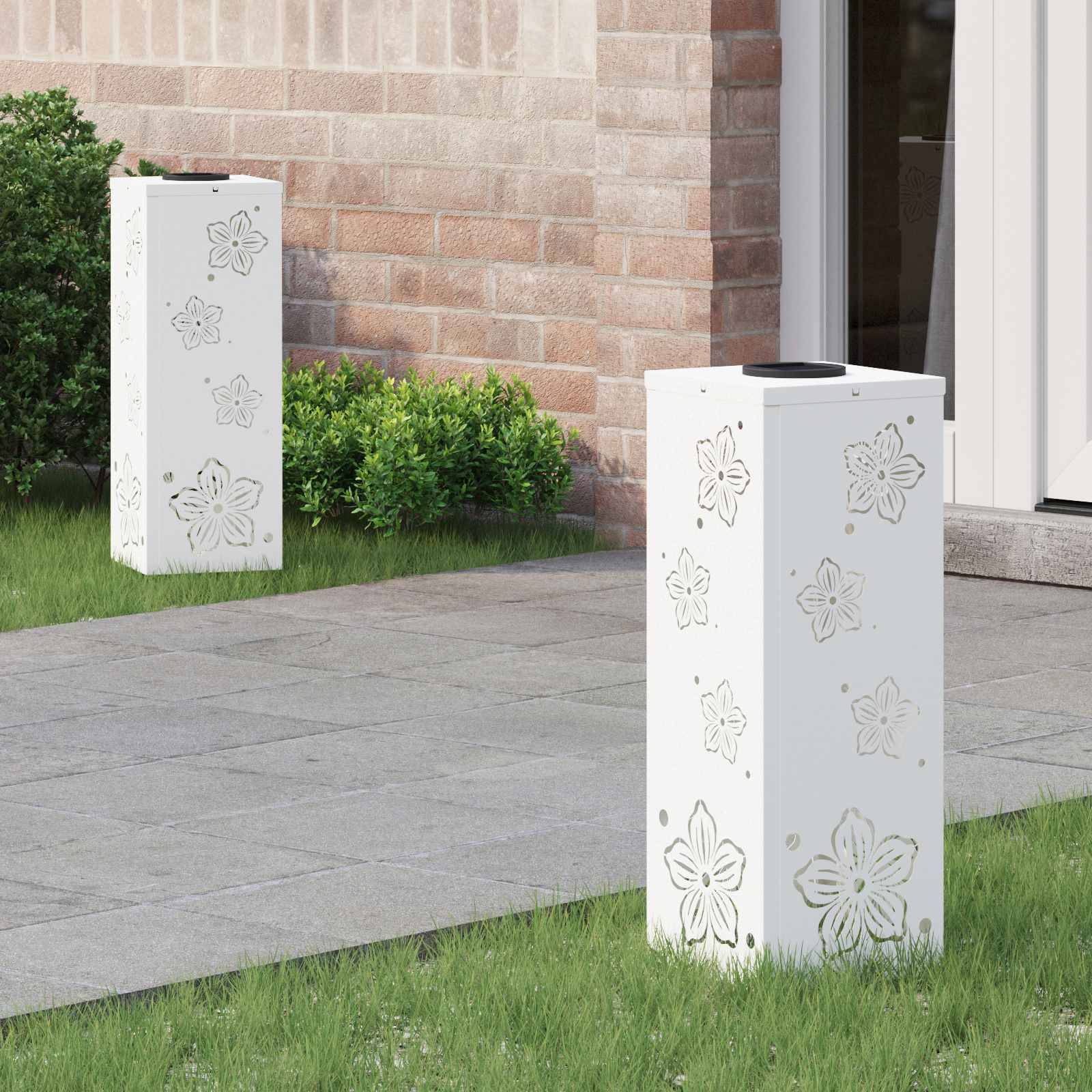 vidaXL Solar LED Weg Licht 2 pcs Weiß Kalt gewalzter Stahl