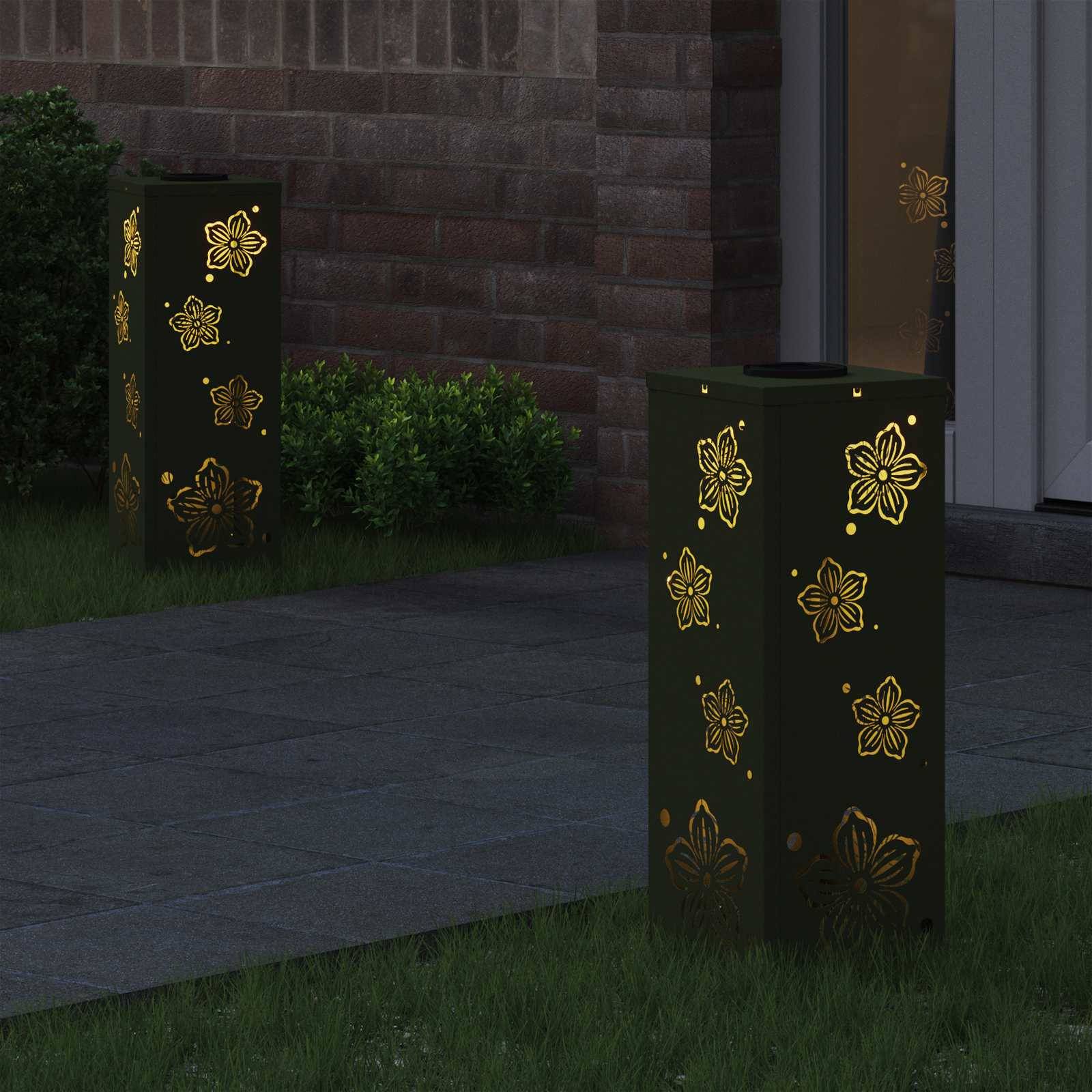 vidaXL Solar LED Weg Licht 2 pcs Olive Grün Kalt gewalzter Stahl