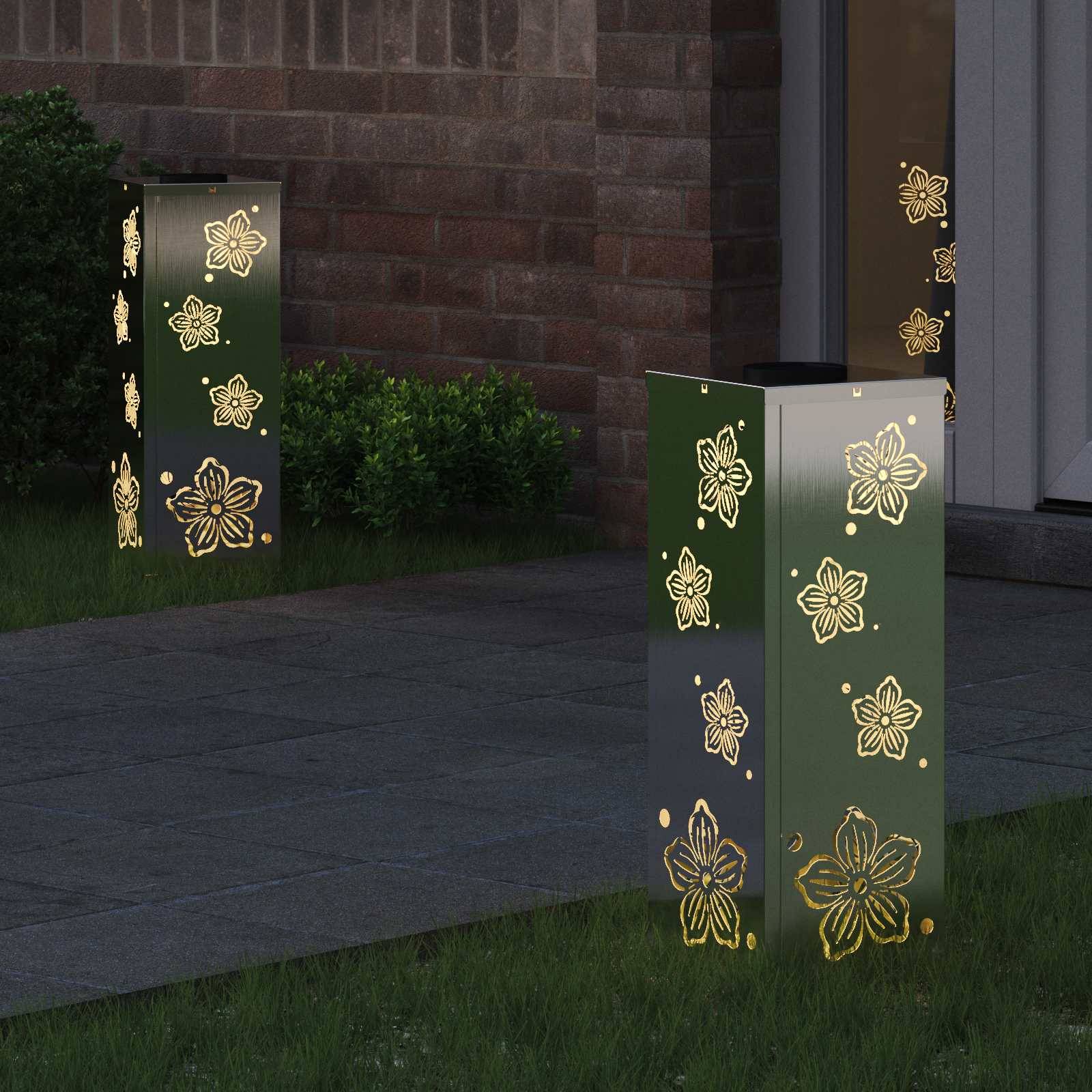 vidaXL Solar LED Weg Licht 2 pcs Silber Edelstahl