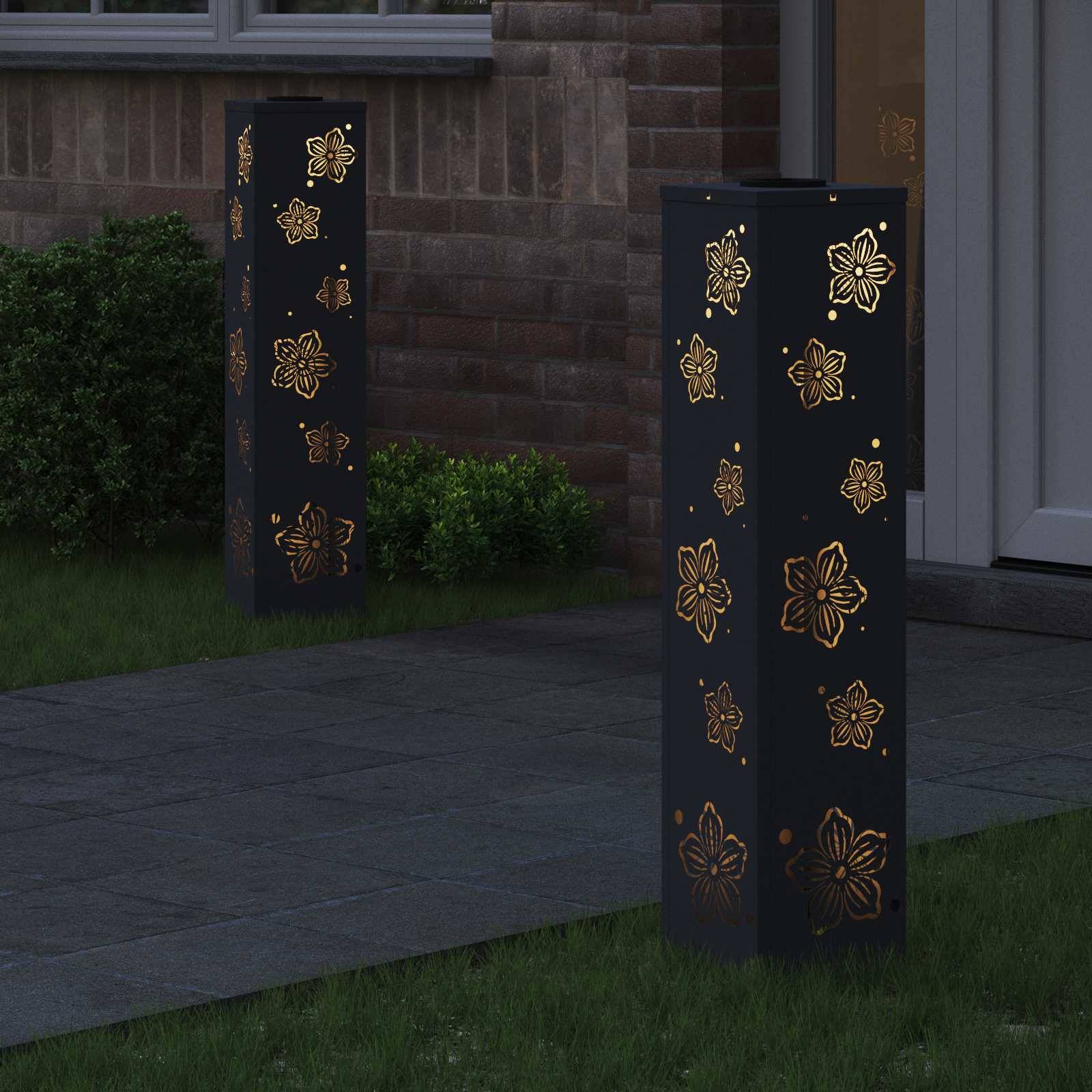 vidaXL Solar LED Weg Licht 2 pcs Anthrazit Kalt gewalzter Stahl