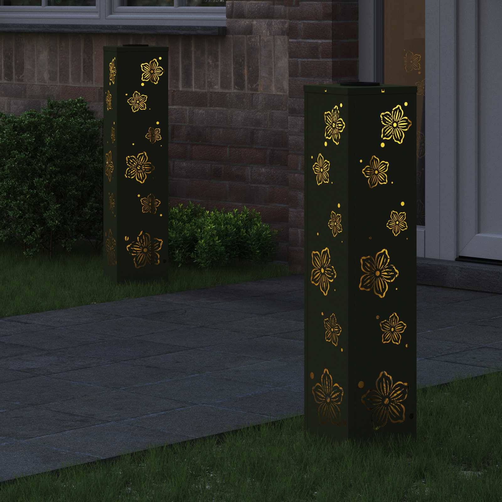 vidaXL Solar LED Weg Licht 2 pcs Olive Grün Kalt gewalzter Stahl