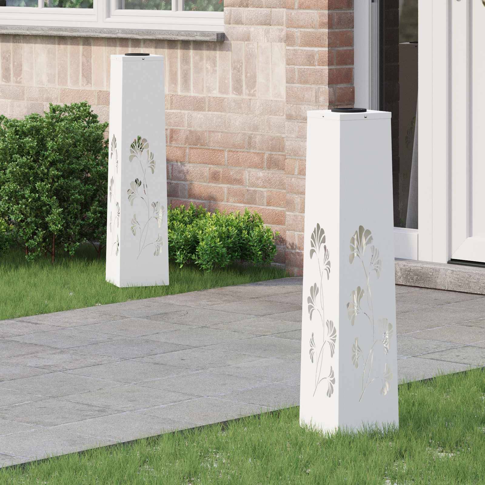 vidaXL Solar LED Weg Licht 2 pcs Weiß Kalt gewalzter Stahl