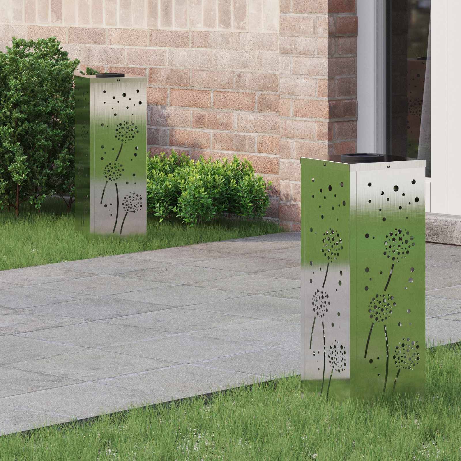 vidaXL Solar LED Weg Licht 2 pcs Silber Edelstahl