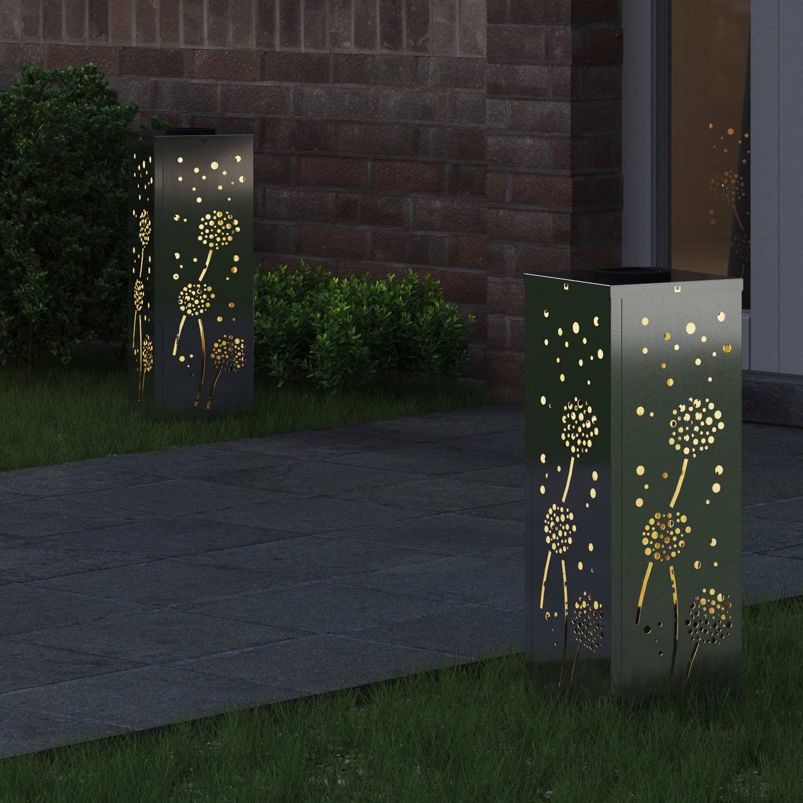 vidaXL Solar LED Weg Licht 2 pcs Silber Galvanisiertes Stahl