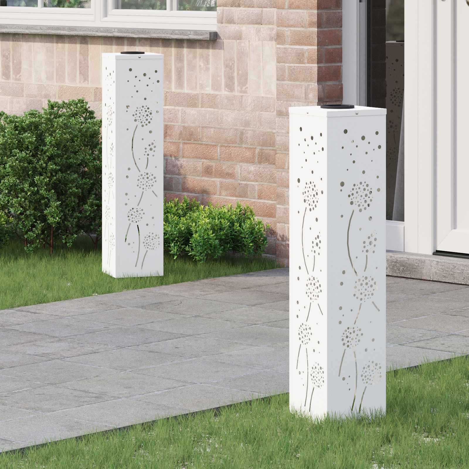 vidaXL Solar LED Weg Licht 2 pcs Weiß Kalt gewalzter Stahl