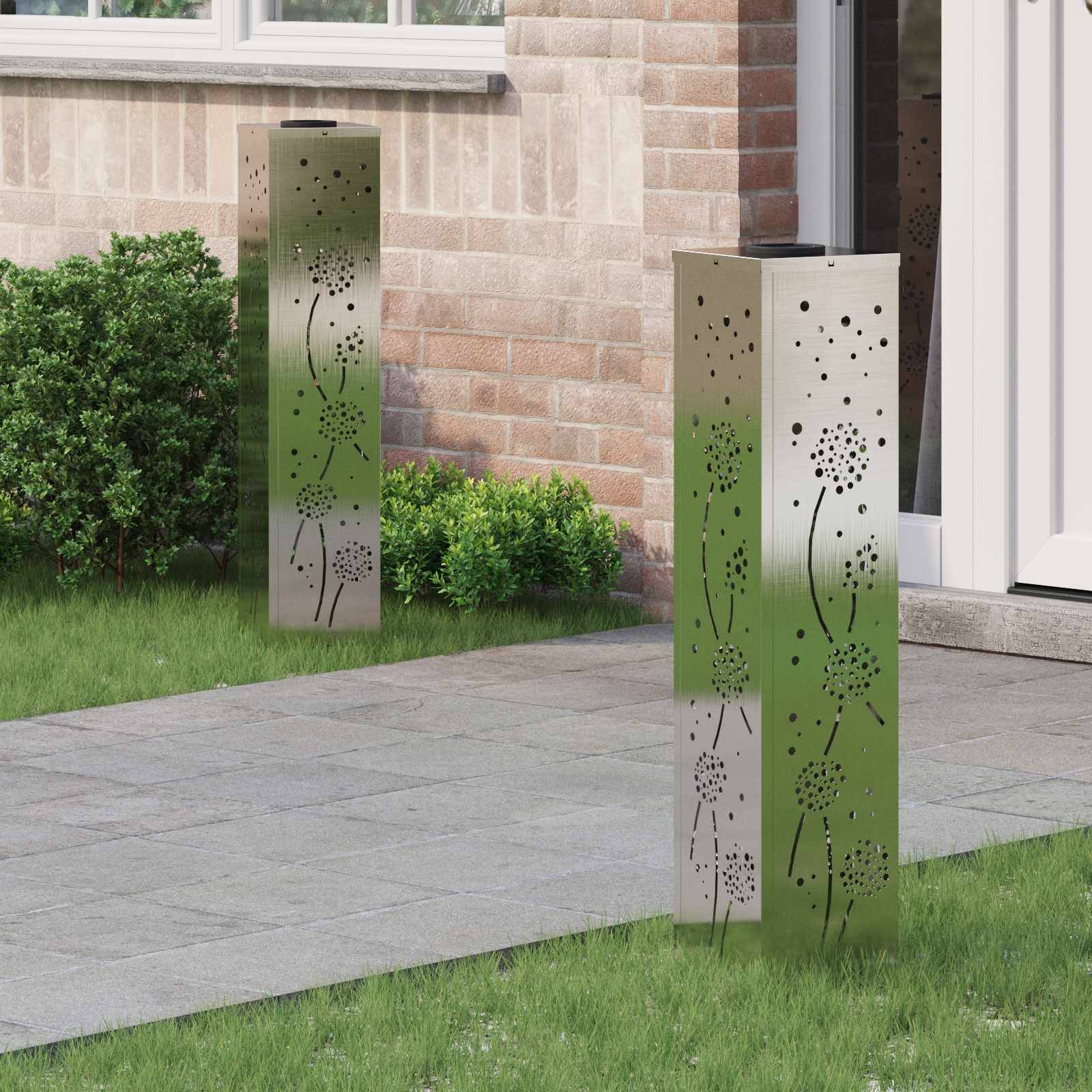 vidaXL Solar LED Weg Licht 2 pcs Silber Edelstahl