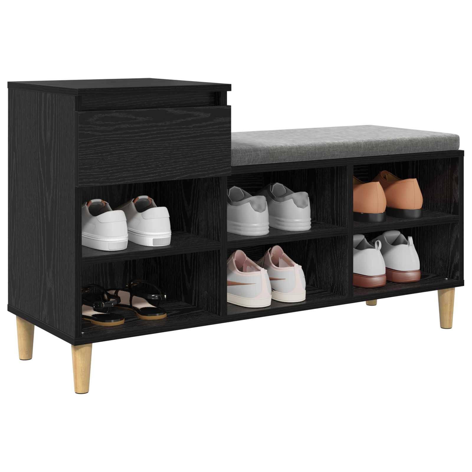 vidaXL Schuhschrank mit Speicher Schwarz Eichen-Optik 102 x 36 x 60 cm