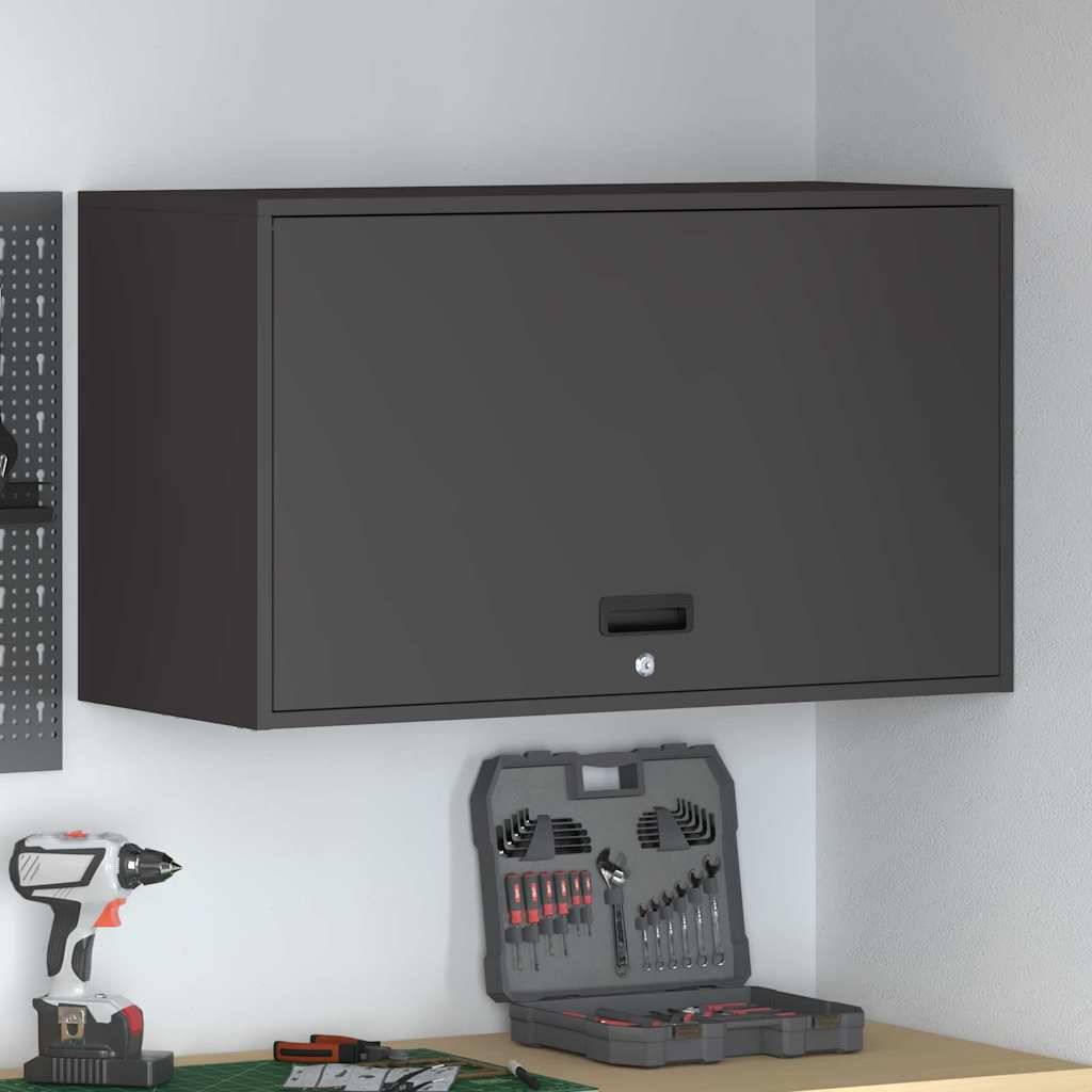 vidaXL Wandschrank für die Garage mit Gasdrucklift-Tür Schwarz