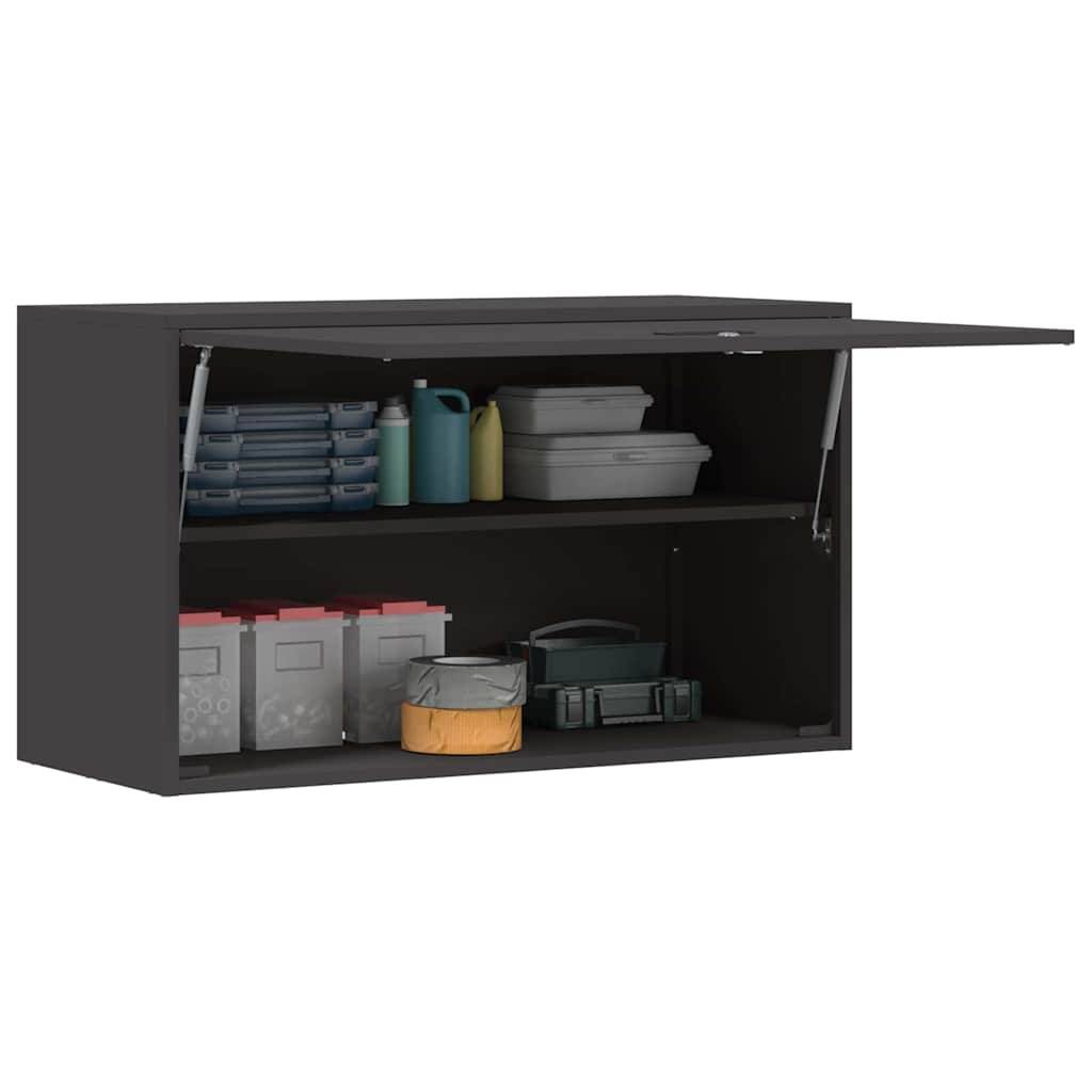 vidaXL Wandschrank für die Garage mit Gasdrucklift-Tür Schwarz