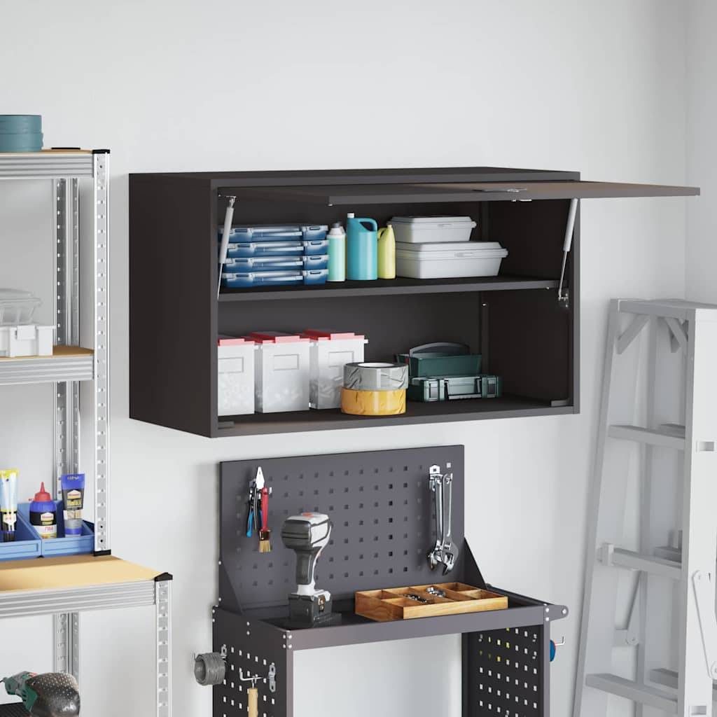 vidaXL Wandschrank für die Garage mit Gasdrucklift-Tür Schwarz