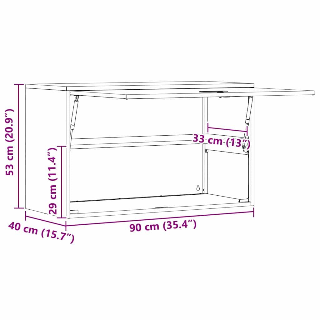 Technische Zeichnung eines Wandschranks mit Maßen: Breite 90 cm (35,4