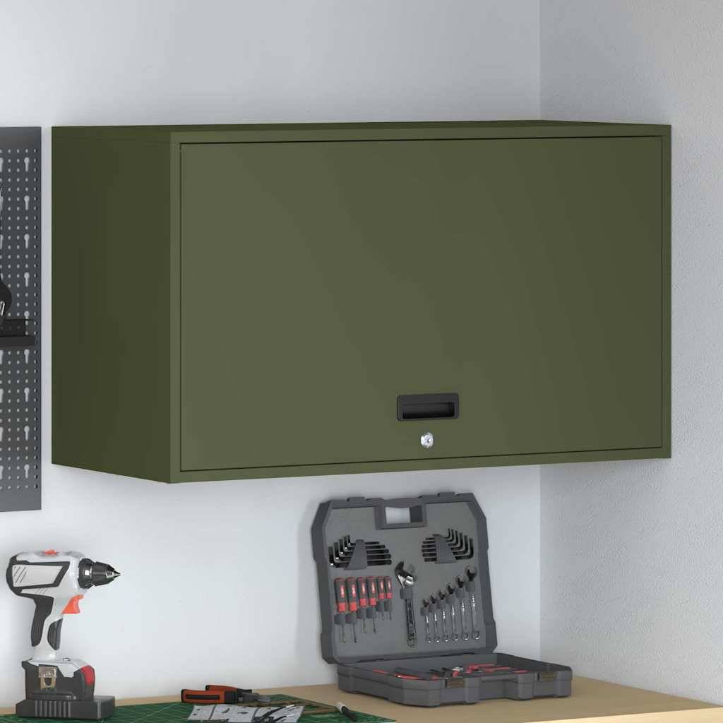 vidaXL Wandschrank für die Garage mit Gasdrucklift-Tür Olivgrün