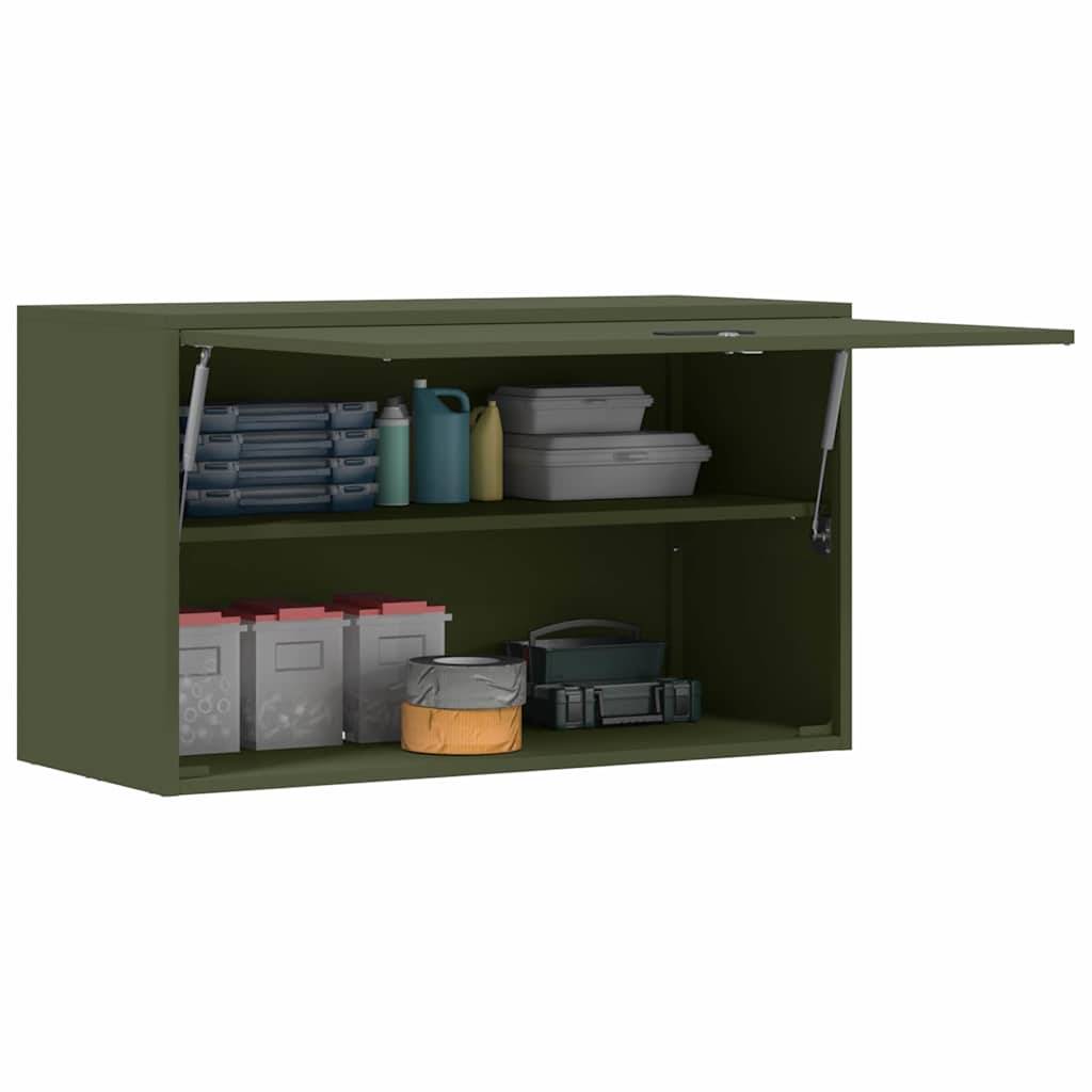 vidaXL Wandschrank für die Garage mit Gasdrucklift-Tür Olivgrün