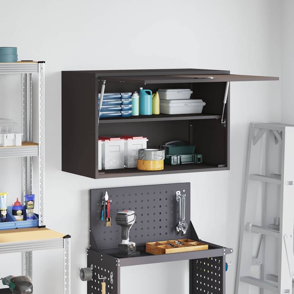 vidaXL Wandschrank für die Garage mit Gasdrucklift-Tür Schwarz