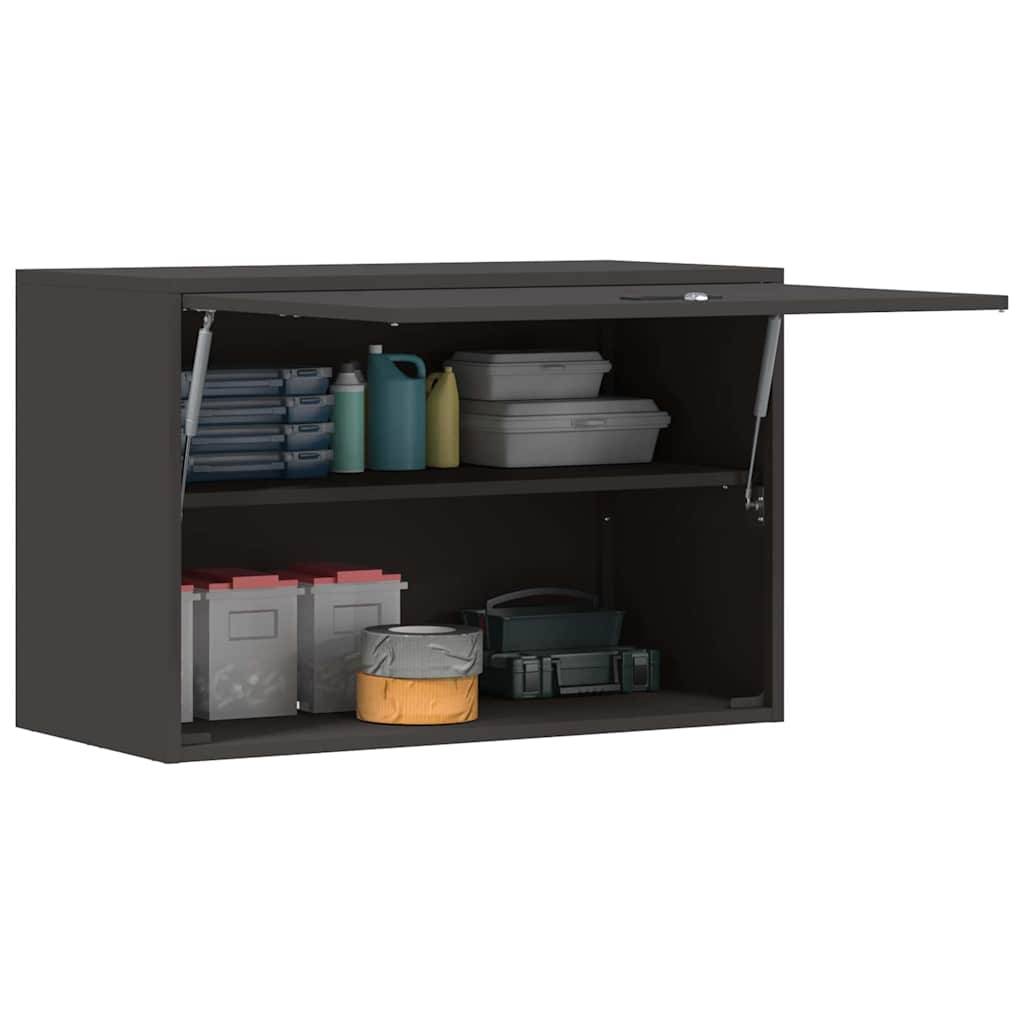 vidaXL Wandschrank für die Garage mit Gasdrucklift-Tür Schwarz