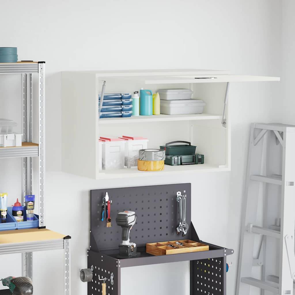 vidaXL Wandschrank für die Garage mit Gasdrucklift-Tür Weiß