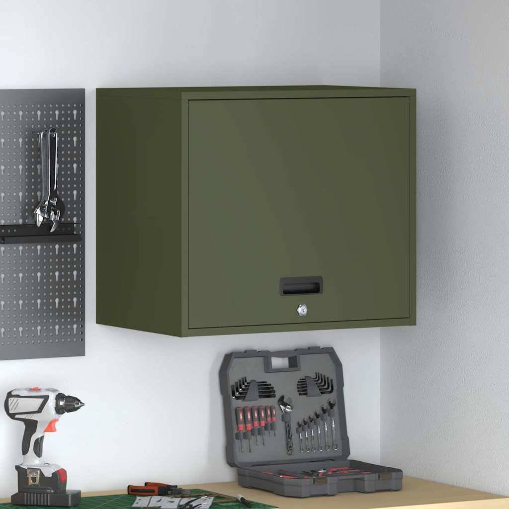 vidaXL Wandschrank für die Garage mit Gasdrucklift-Tür Olivgrün
