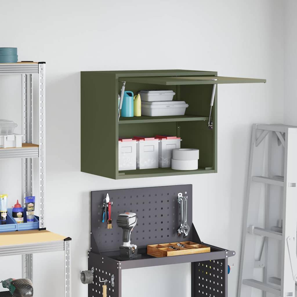 vidaXL Wandschrank für die Garage mit Gasdrucklift-Tür Olivgrün