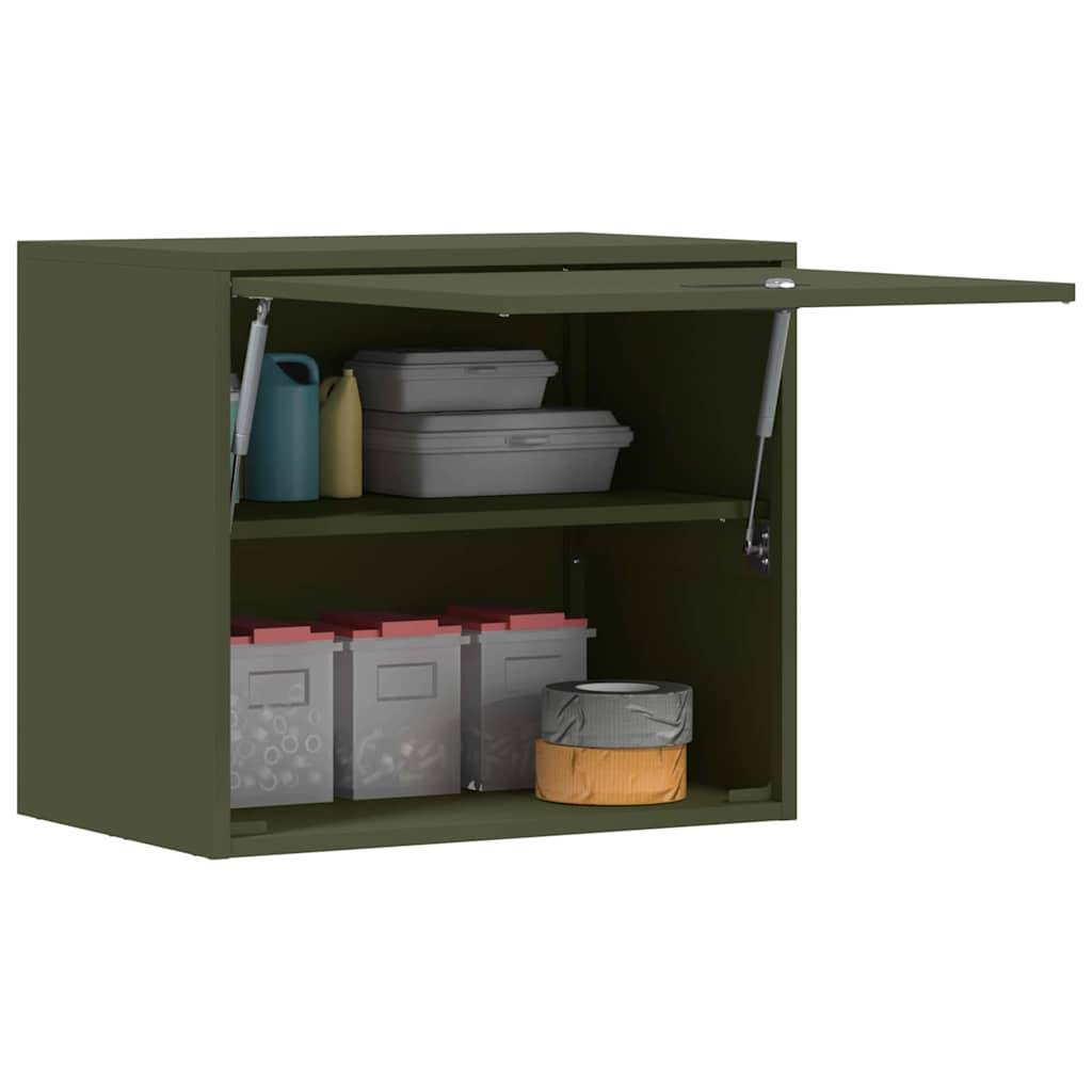 vidaXL Wandschrank für die Garage mit Gasdrucklift-Tür Olivgrün