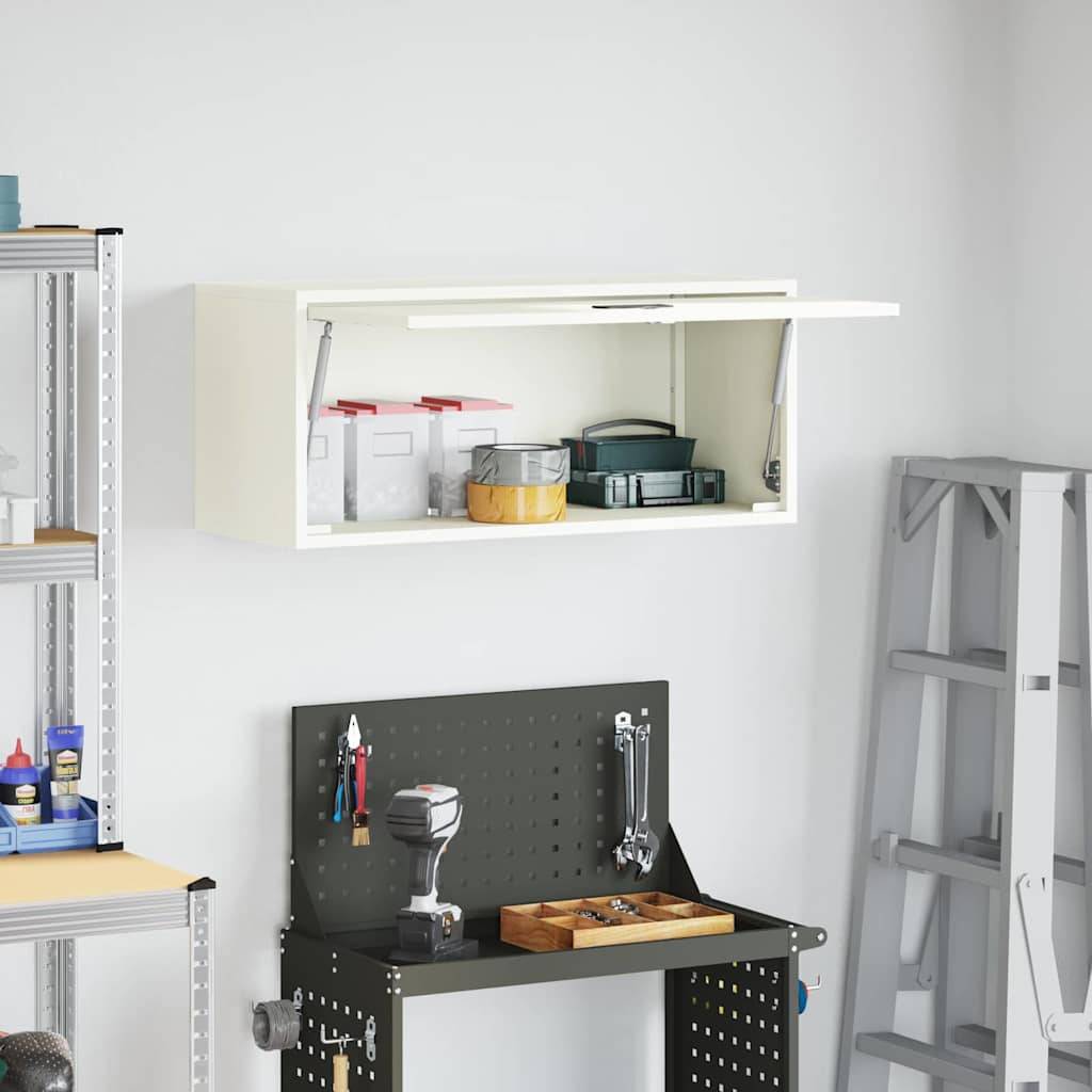 vidaXL Wandschrank für die Garage mit Gasdrucklift-Tür Weiß