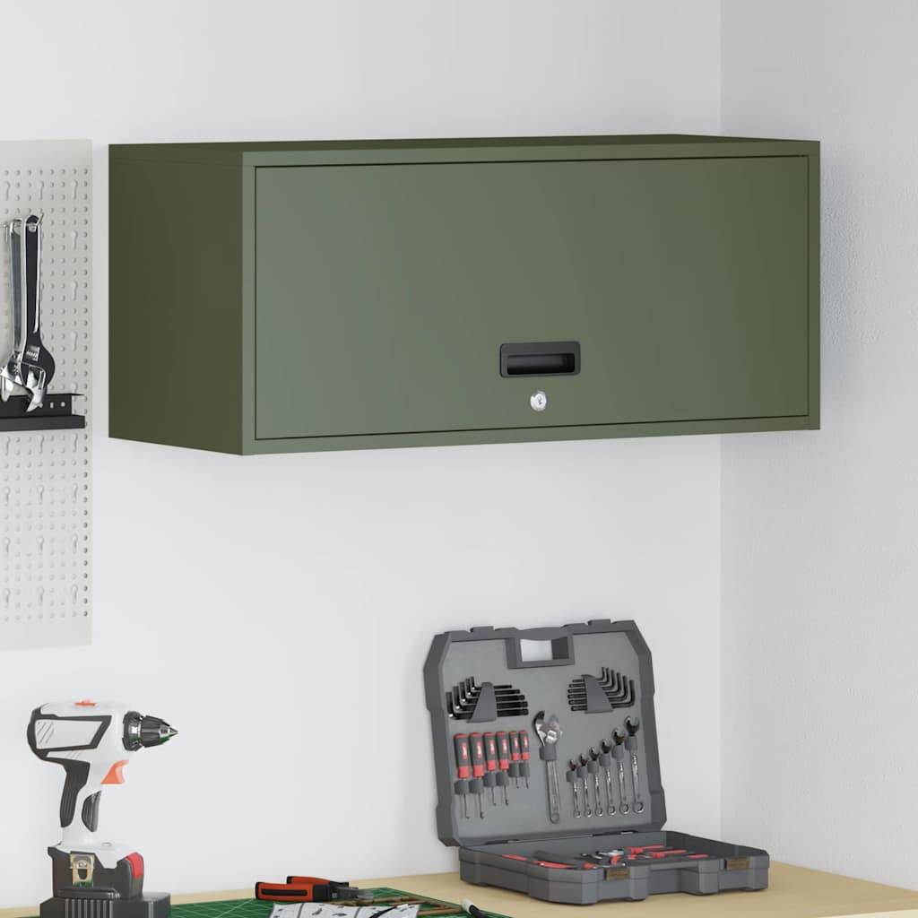 vidaXL Wandschrank für die Garage mit Gasdrucklift-Tür Olivgrün