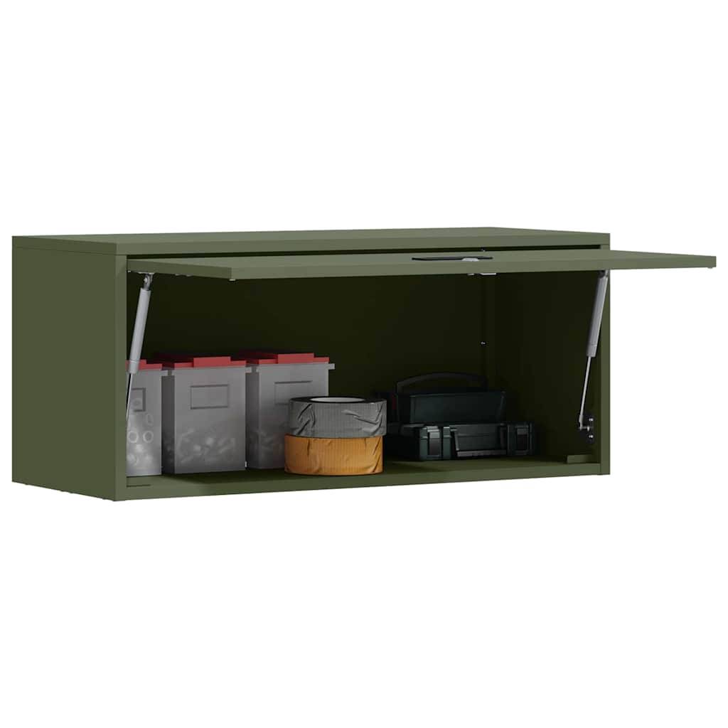 vidaXL Wandschrank für die Garage mit Gasdrucklift-Tür Olivgrün