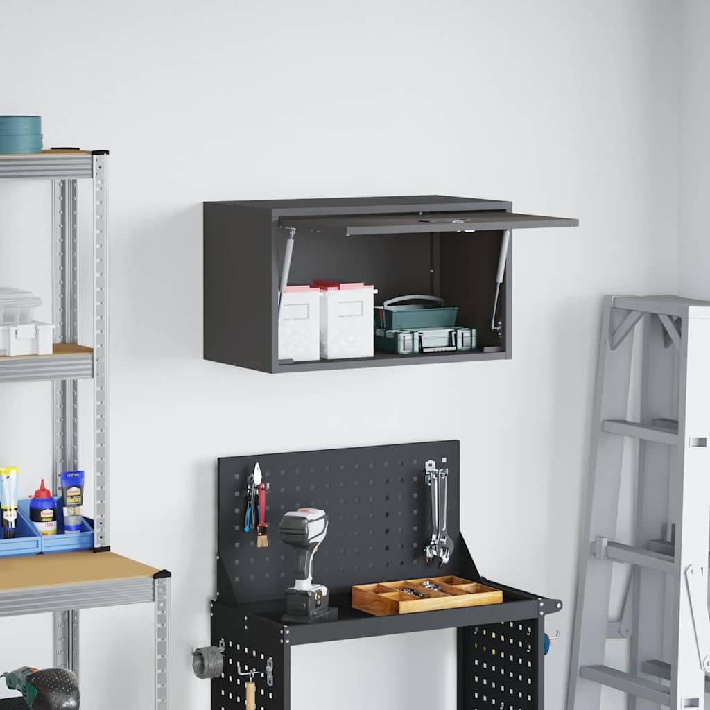 vidaXL Wandschrank für die Garage mit Gasdrucklift-Tür Schwarz