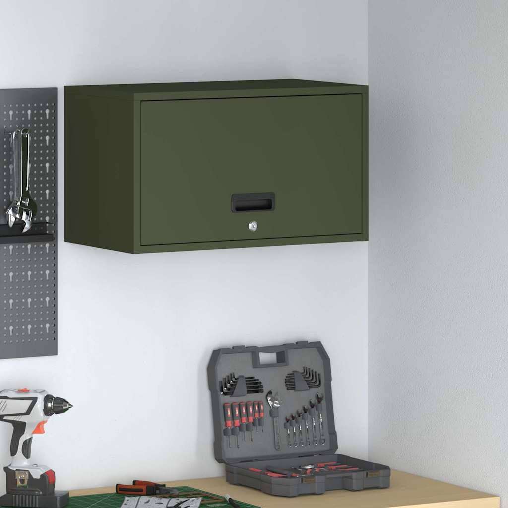 vidaXL Wandschrank für die Garage mit Gasdrucklift-Tür Olivgrün