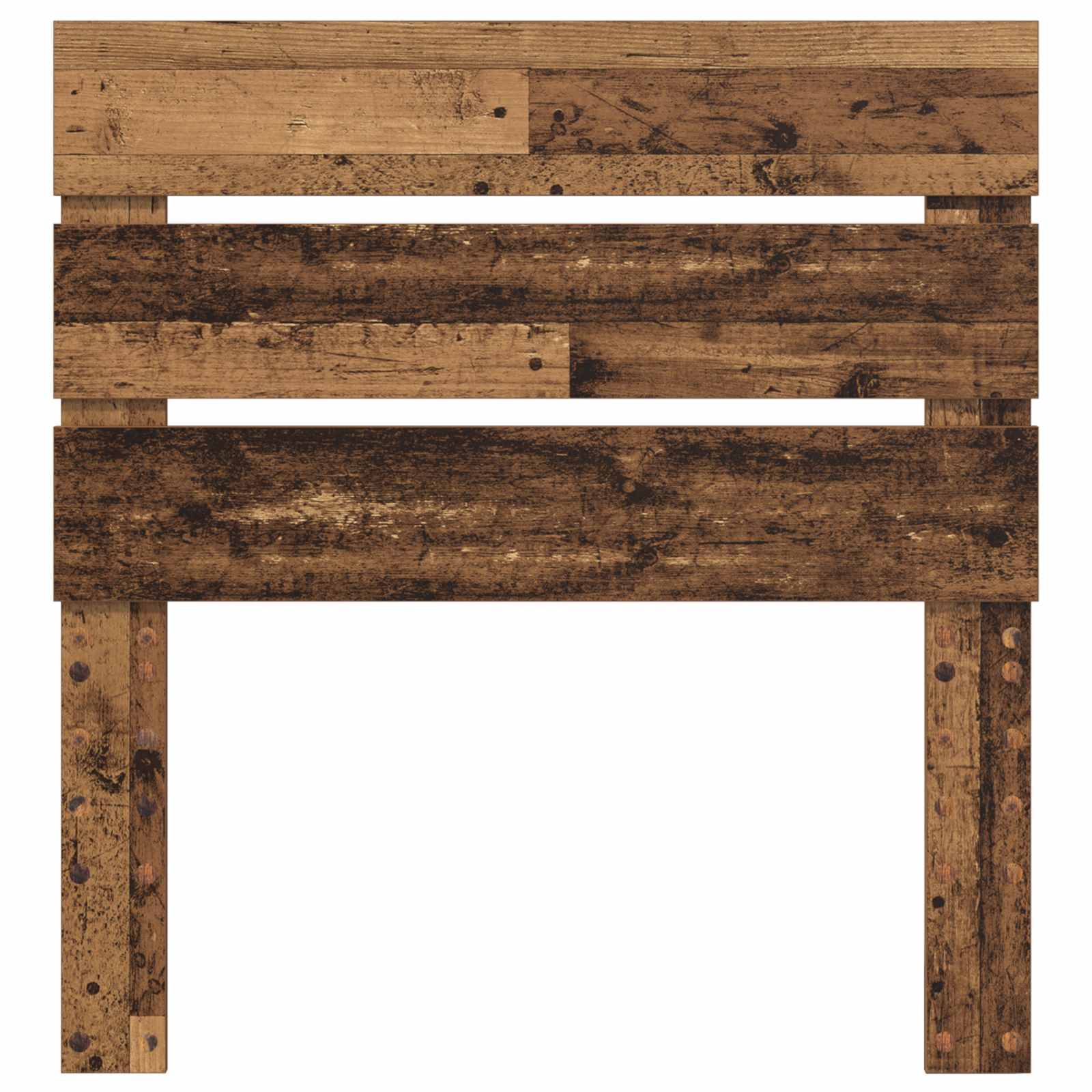 Holzpalette mit rustikalem, verwittertem Aussehen, bestehend aus mehreren parallelen Planken mit sichtbaren Nägeln.