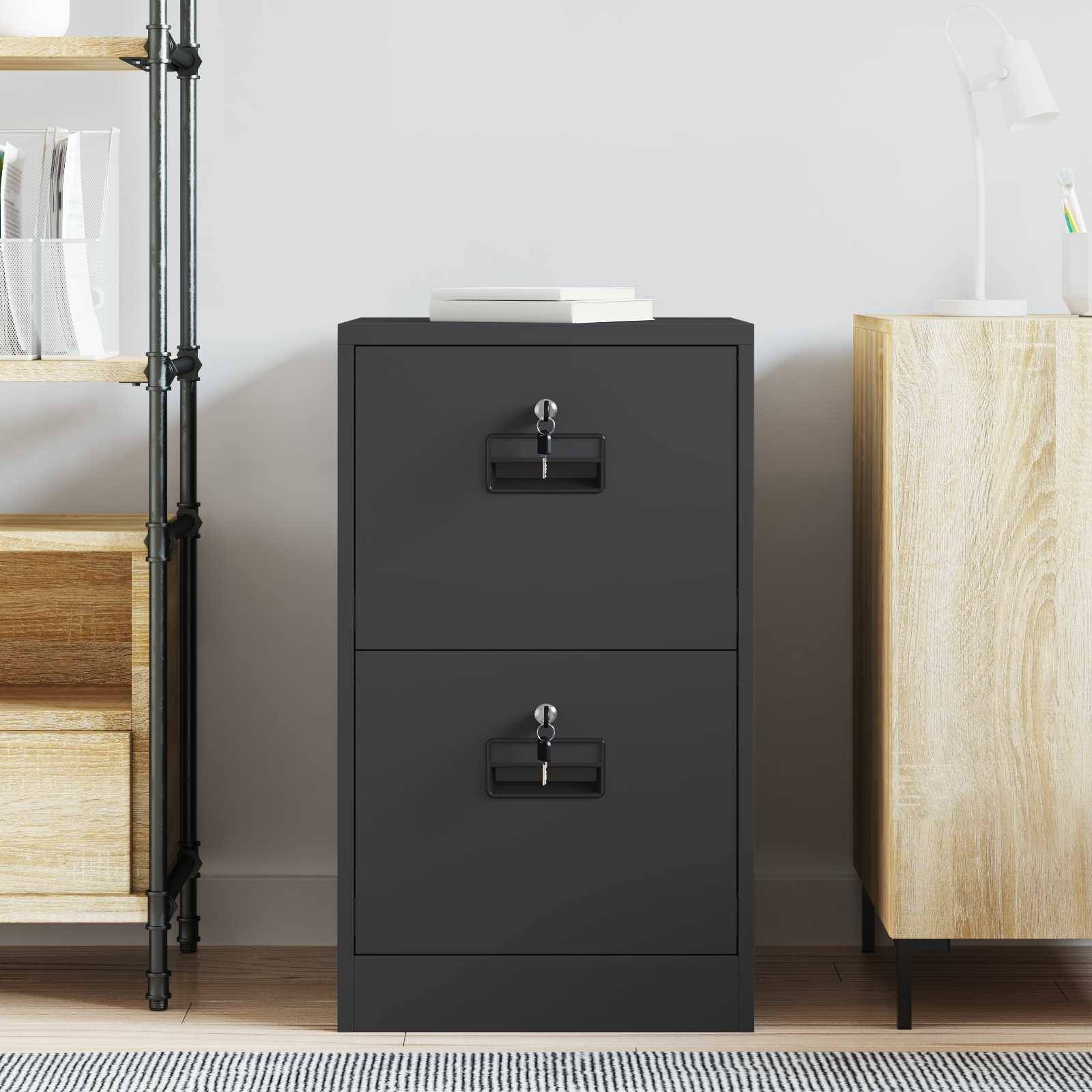 vidaXL Aktenschrank Schwarz 44 x 50 x 74,5 cm Kaltgewalzter Stahl