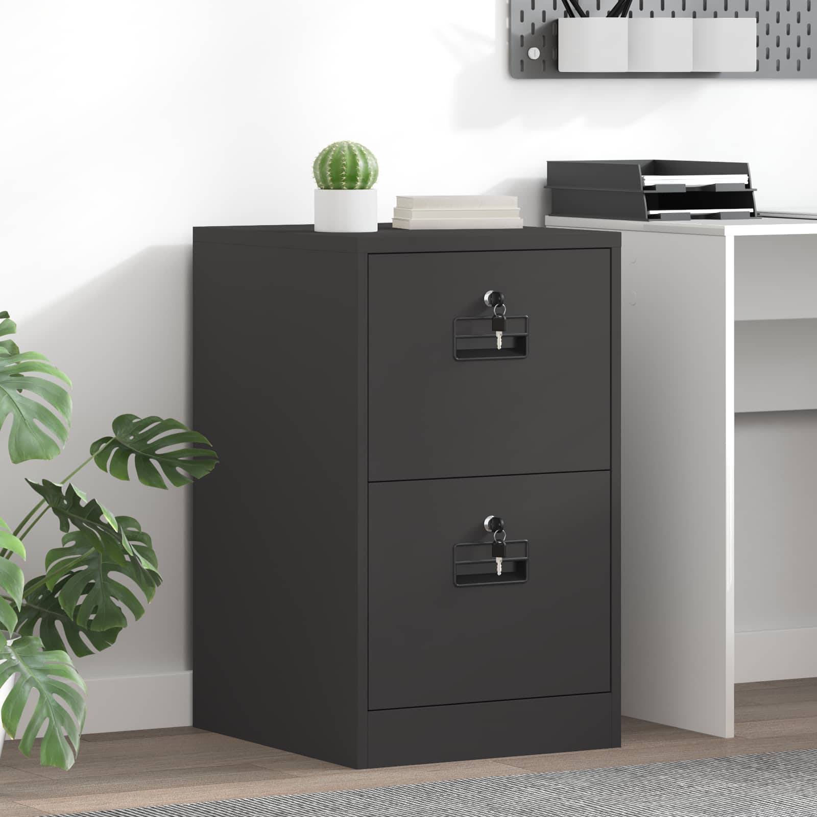 vidaXL Aktenschrank Schwarz 44 x 50 x 74,5 cm Kaltgewalzter Stahl