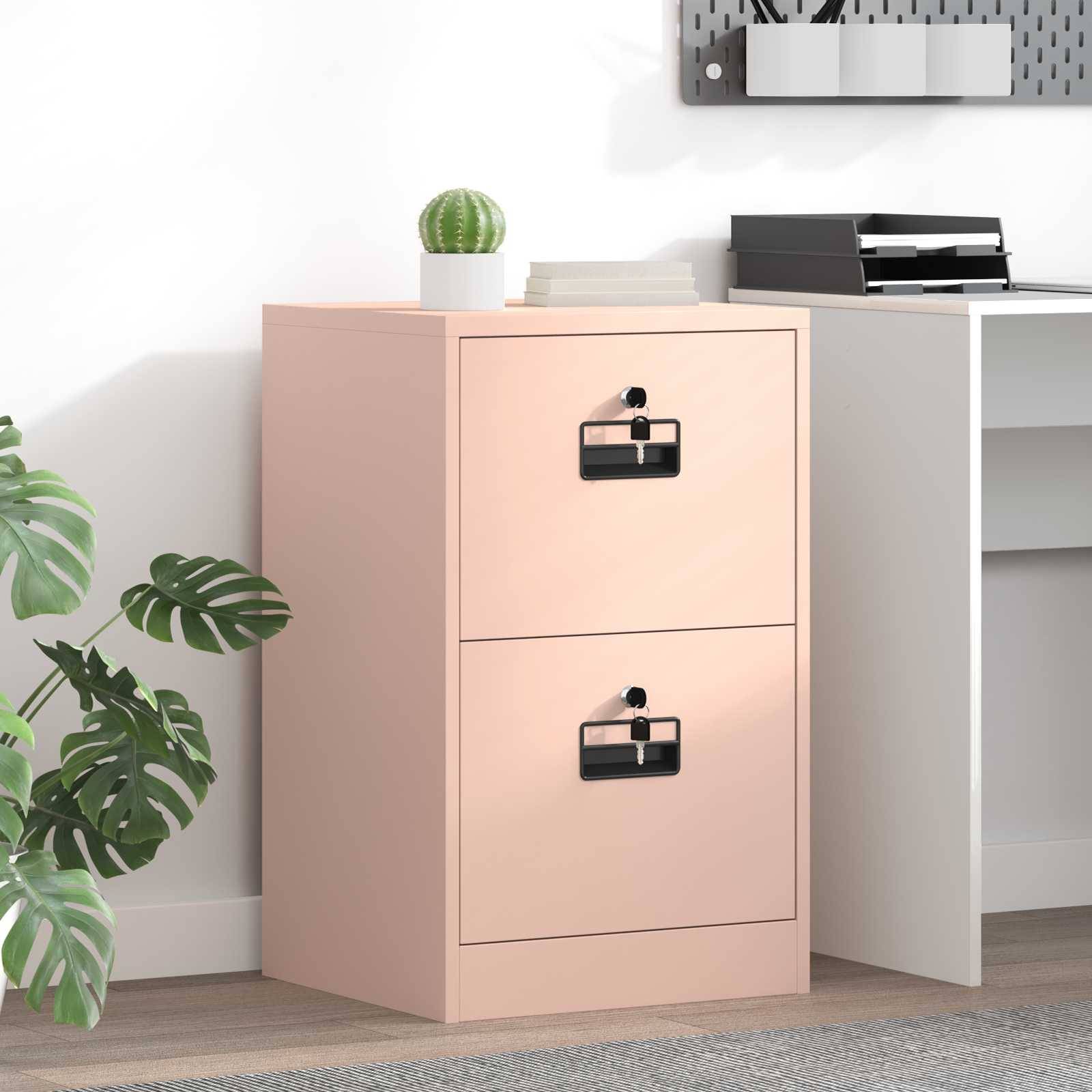 vidaXL Aktenschrank Rosa 45,5 x 42 x 74,5 cm Kaltgewalzter Stahl