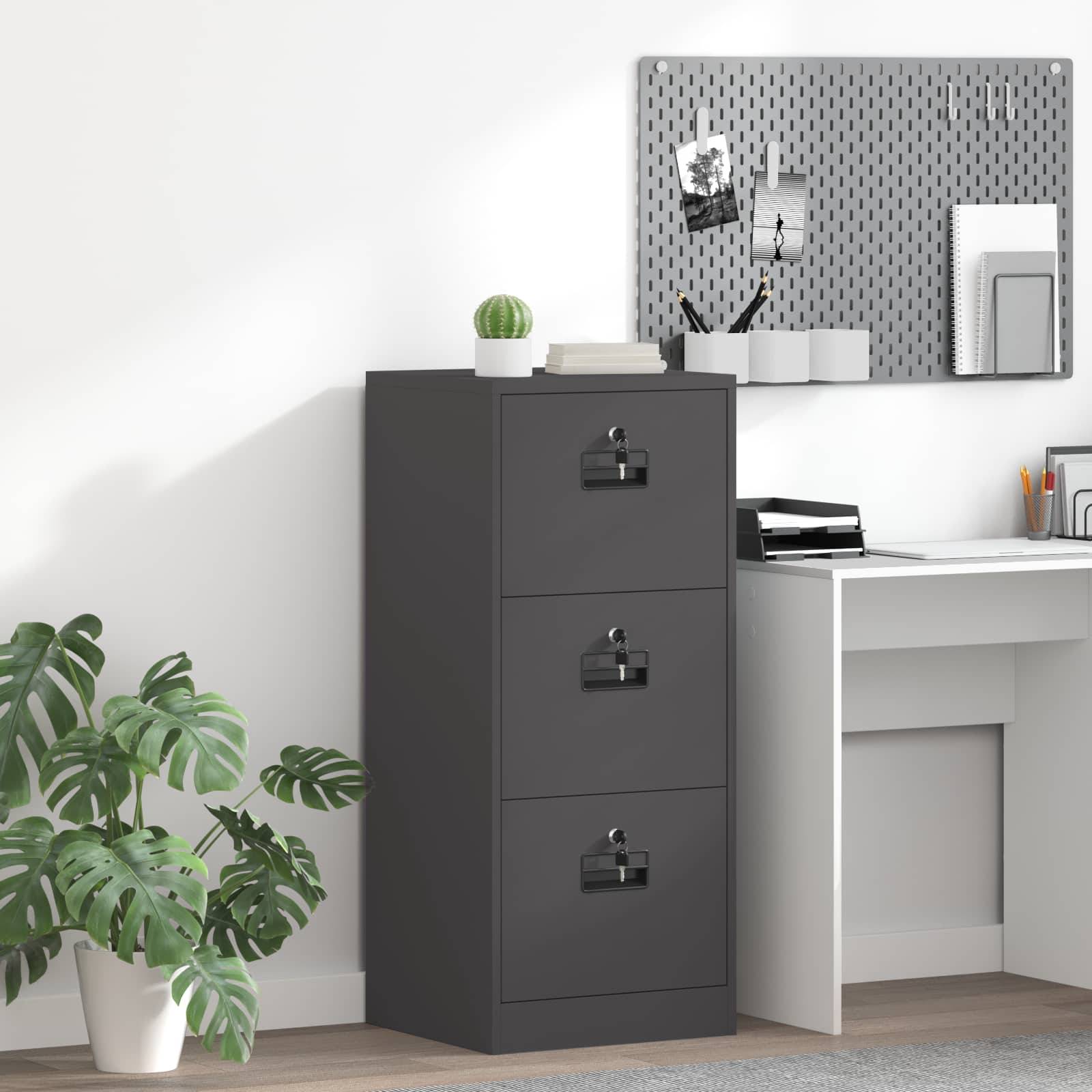 vidaXL Aktenschrank Schwarz 45,5 x 42 x 106,5 cm Kaltgewalzter Stahl