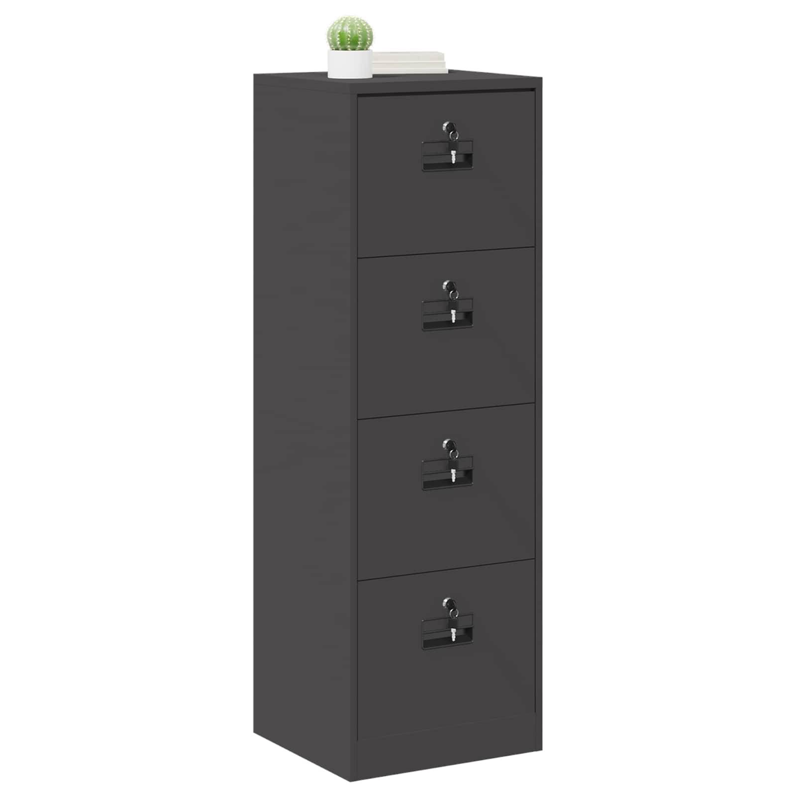 vidaXL Aktenschrank Schwarz 45,5 x 42 x 139 cm Kaltgewalzter Stahl