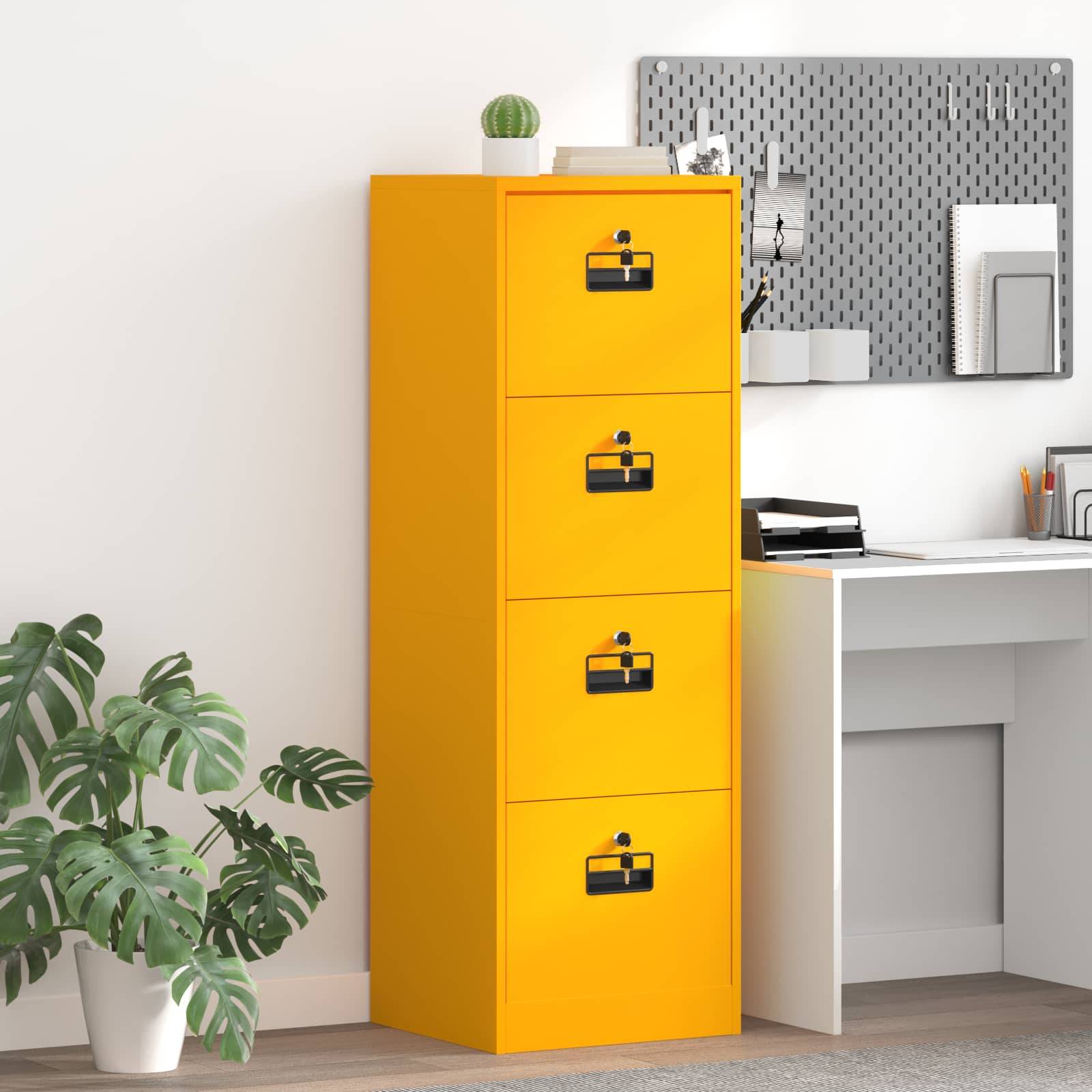 vidaXL Aktenschrank Senfgelb 45,5 x 42 x 139 cm Kaltgewalzter Stahl