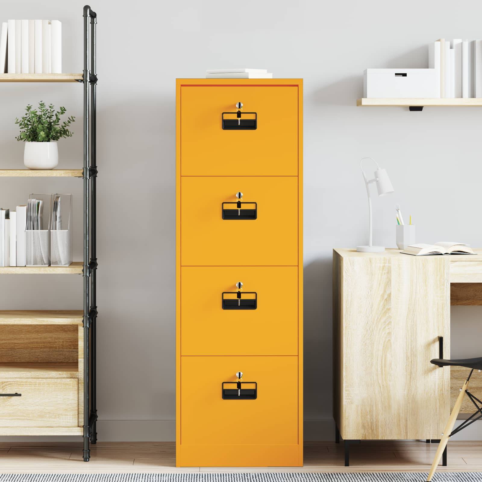 vidaXL Aktenschrank Senfgelb 45,5 x 42 x 139 cm Kaltgewalzter Stahl