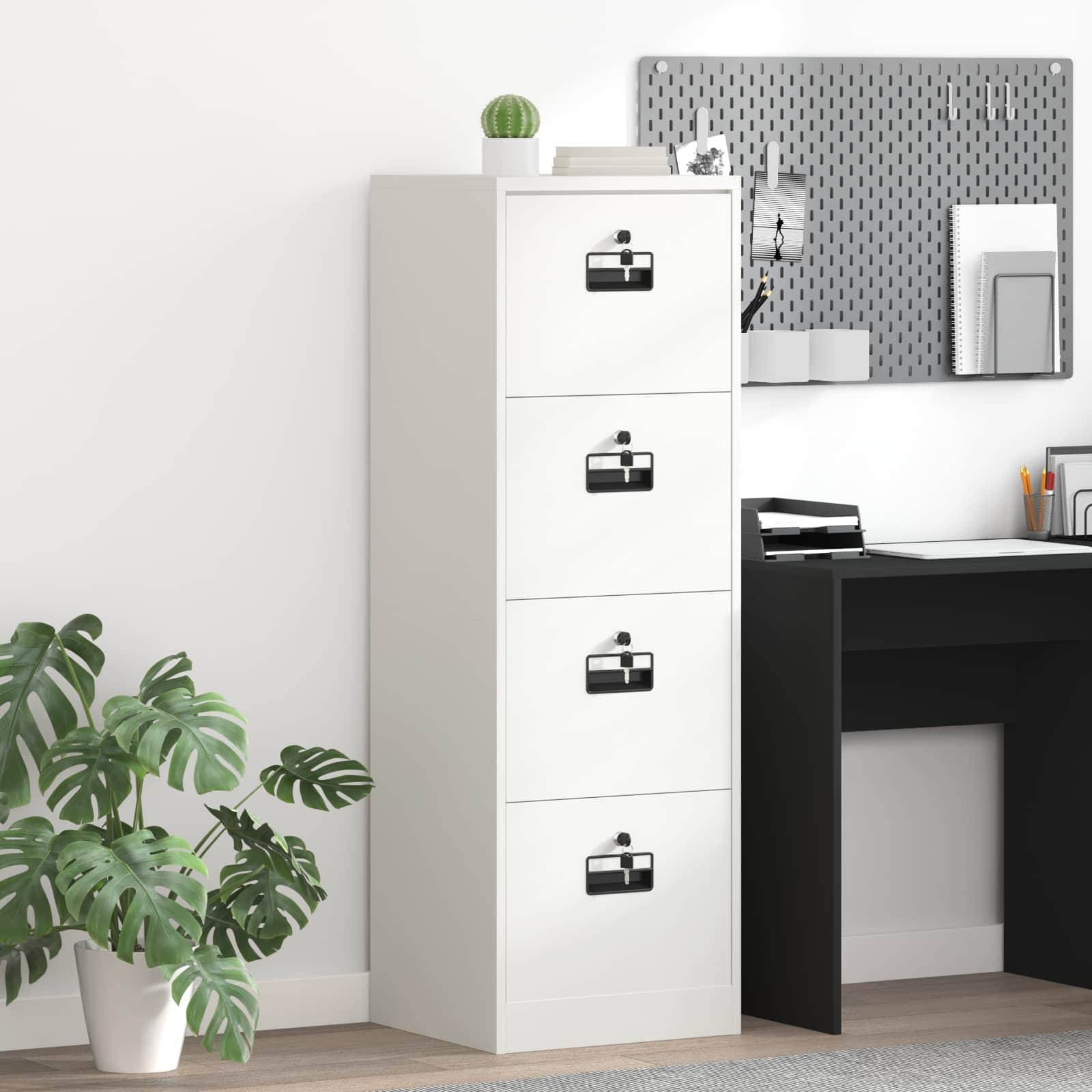 vidaXL Aktenschrank Weiß 45,5 x 42 x 139 cm Kaltgewalzter Stahl