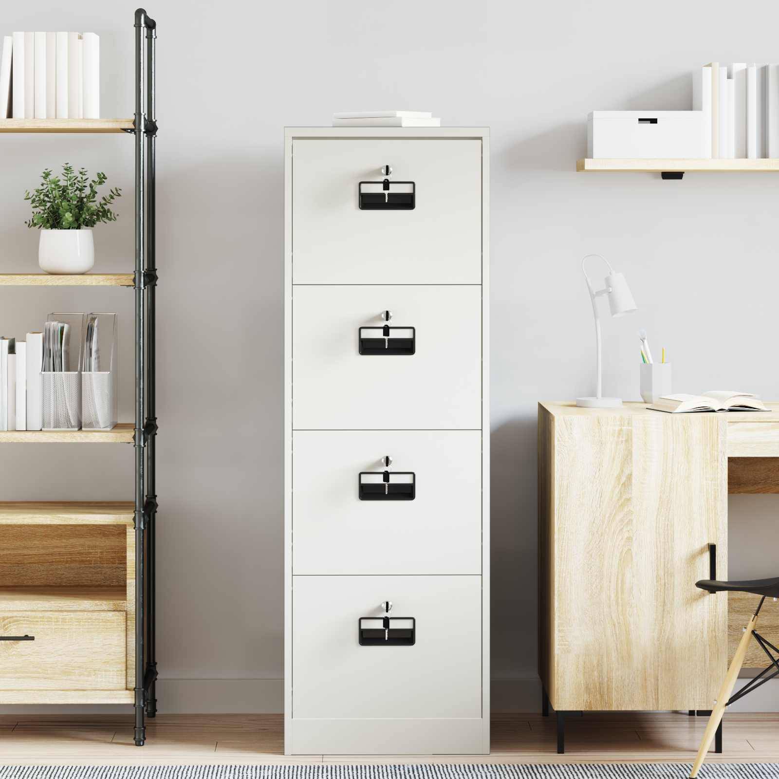 vidaXL Aktenschrank Weiß 45,5 x 42 x 139 cm Kaltgewalzter Stahl