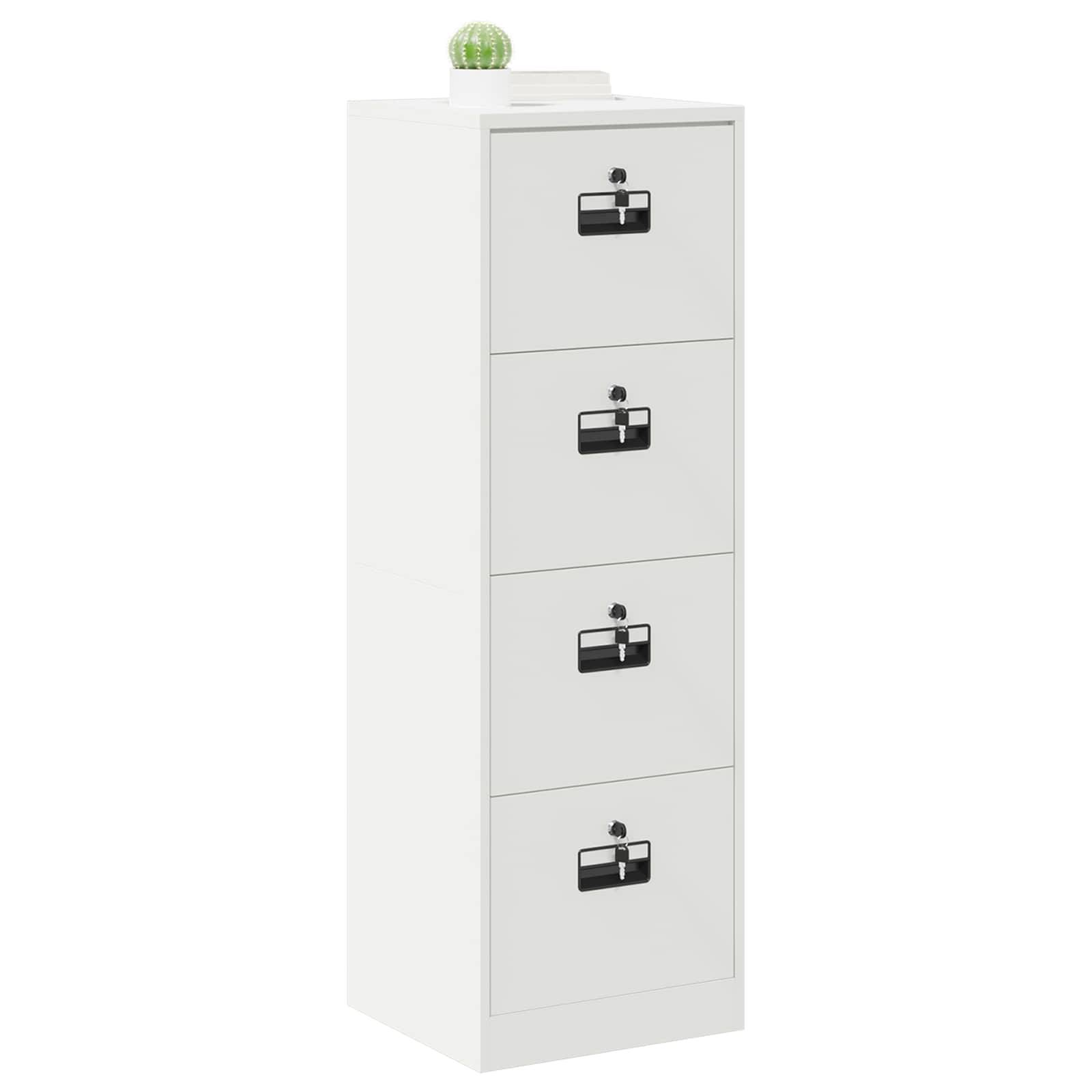 vidaXL Aktenschrank Weiß 45,5 x 42 x 139 cm Kaltgewalzter Stahl