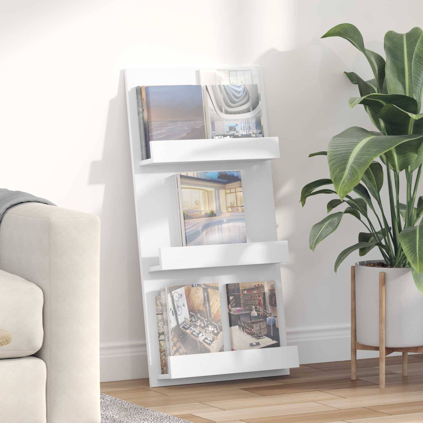 vidaXL Magazinregal mit Regal Weiß 51 x 11 x 102 cm Holzwerkstoff