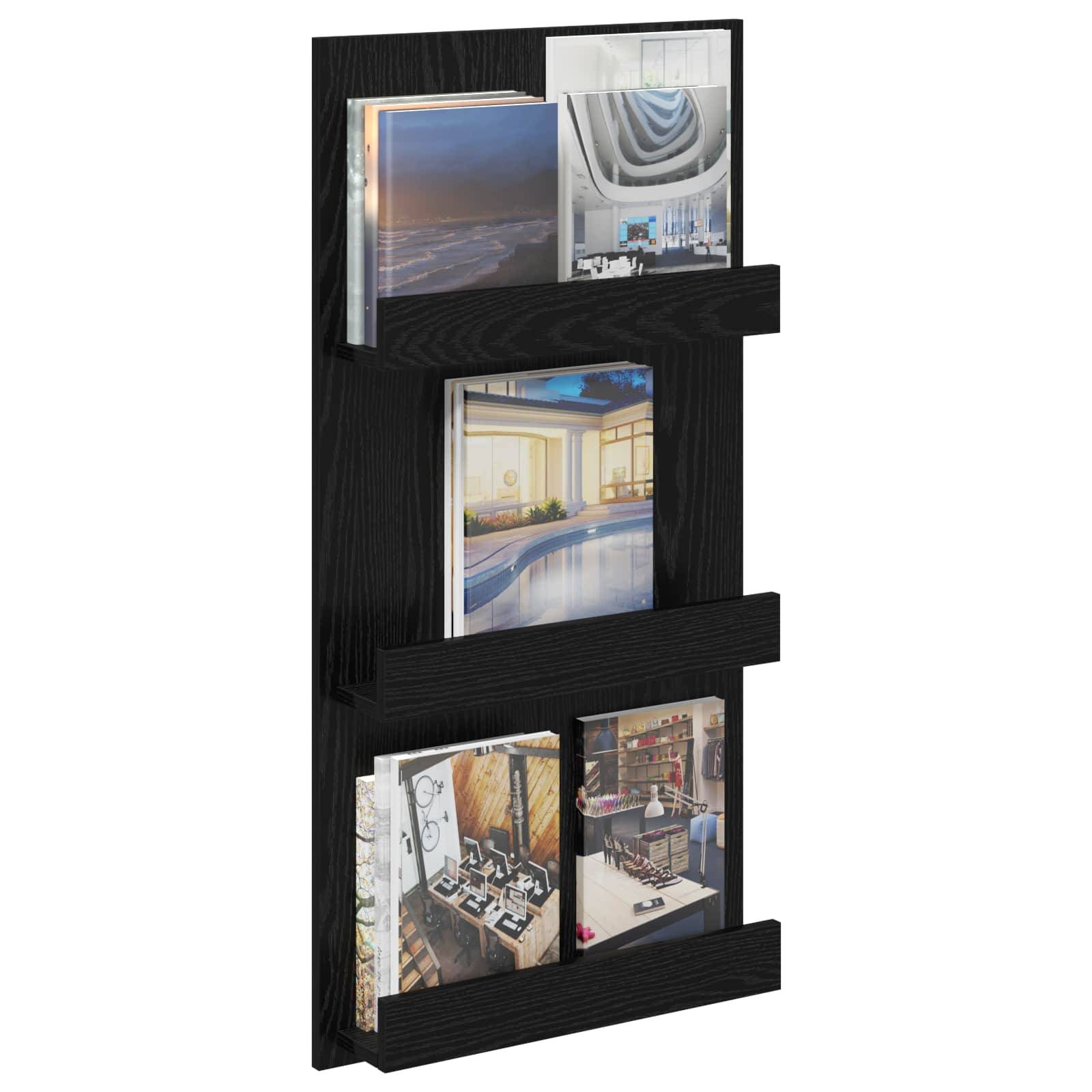 vidaXL Magazinregal mit Regal Schwarz Eichen-Optik 51 x 11 x 102 cm