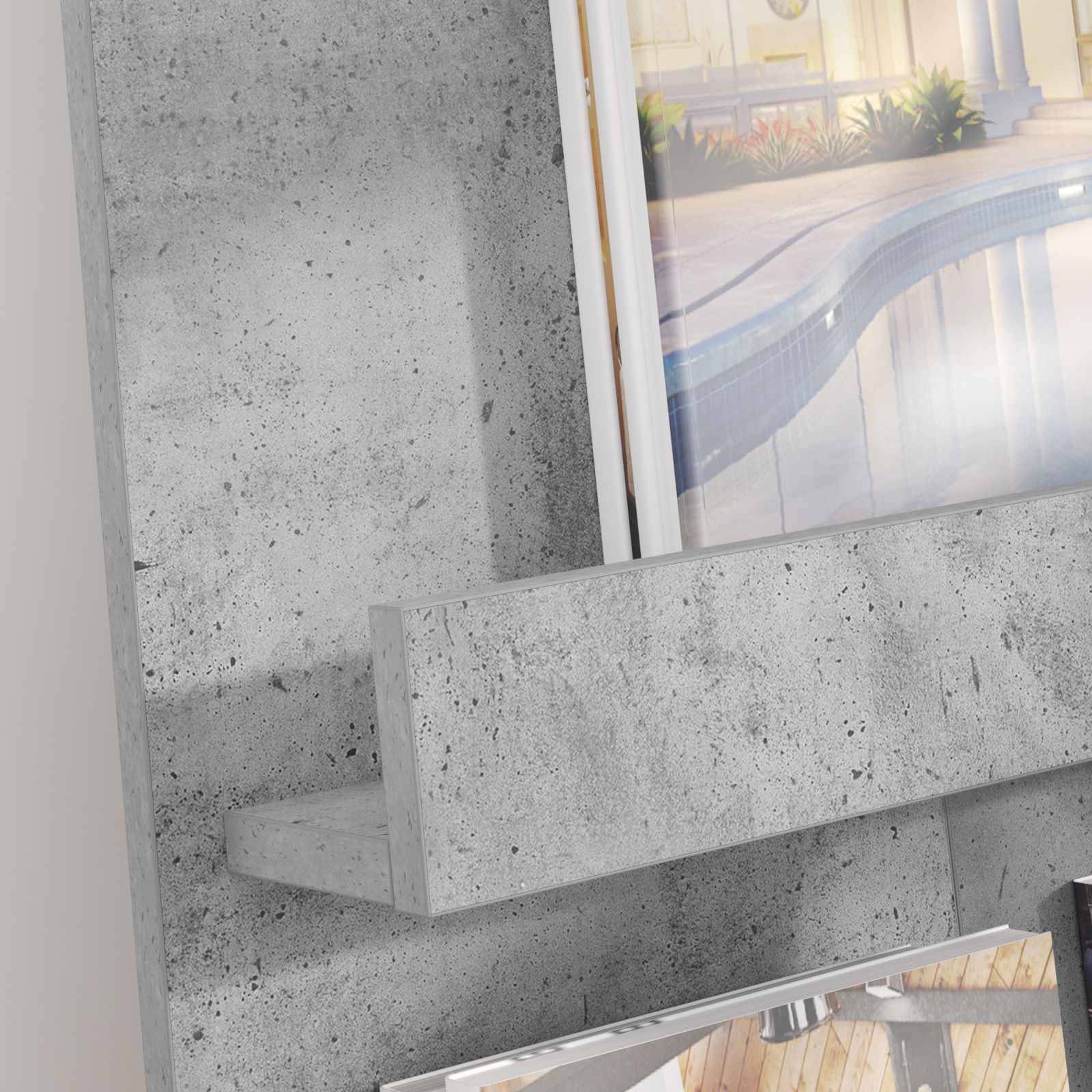 vidaXL Magazinregal Beton Grau 51 x 11 x 102 cm Holzwerkstoff