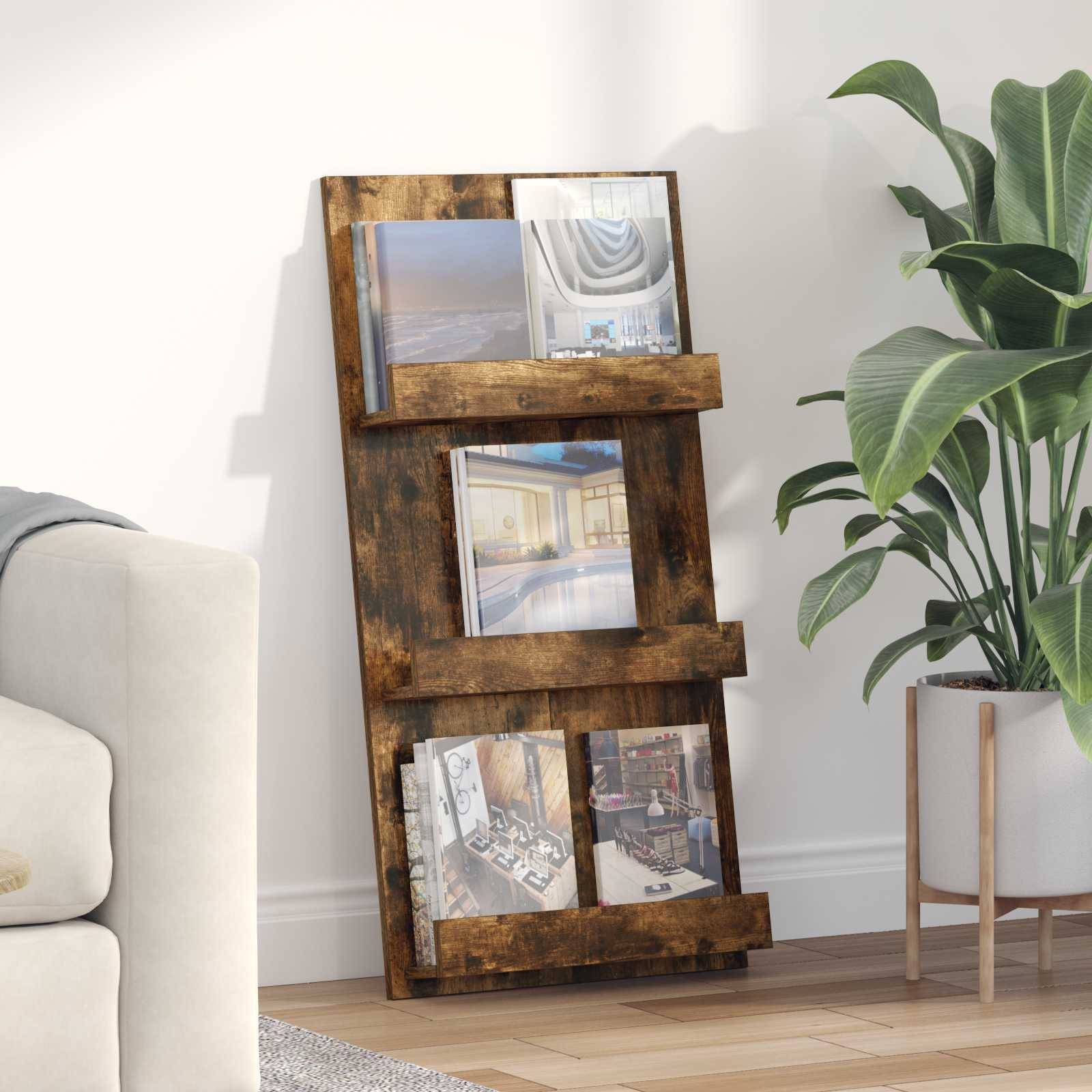 vidaXL Magazinregal Geräucherte Eiche 51 x 11 x 102 cm Holzwerkstoff