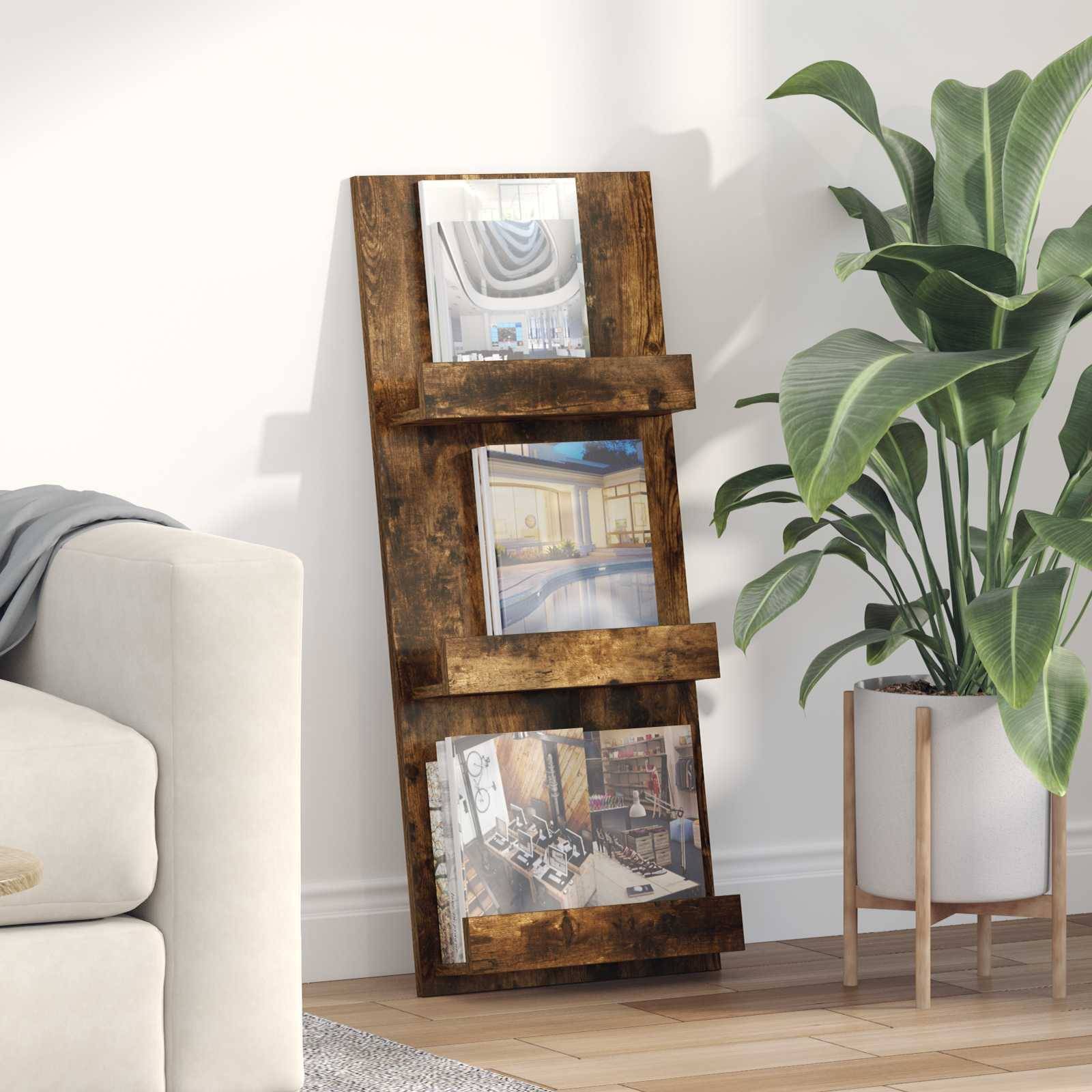 vidaXL Magazinregal Geräucherte Eiche 43 x 11 x 102 cm Holzwerkstoff