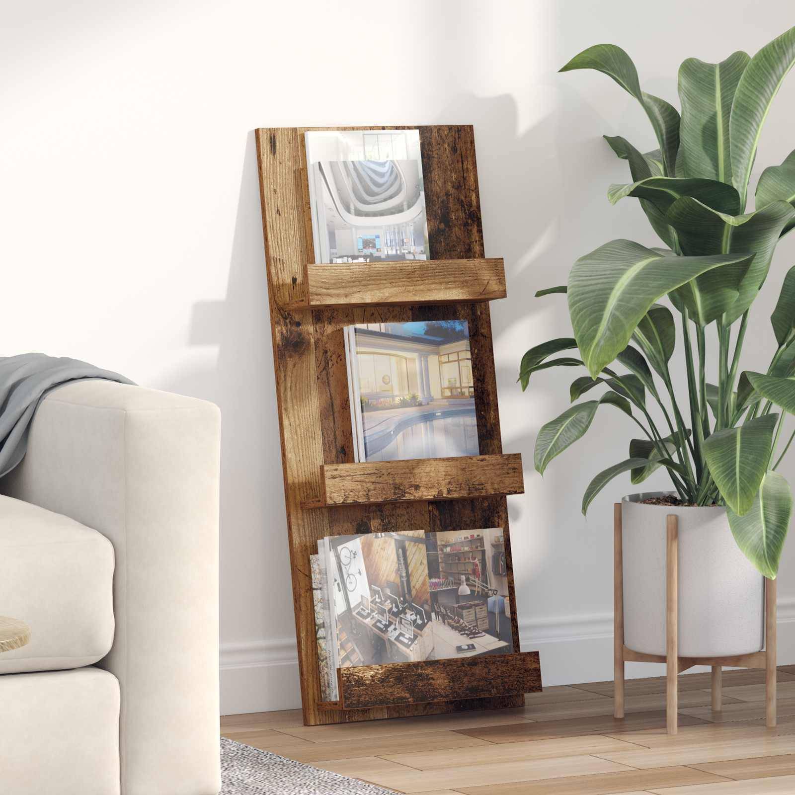 vidaXL Magazinregal mit Regal Altholz 43 x 11 x 102 cm Holzwerkstoff