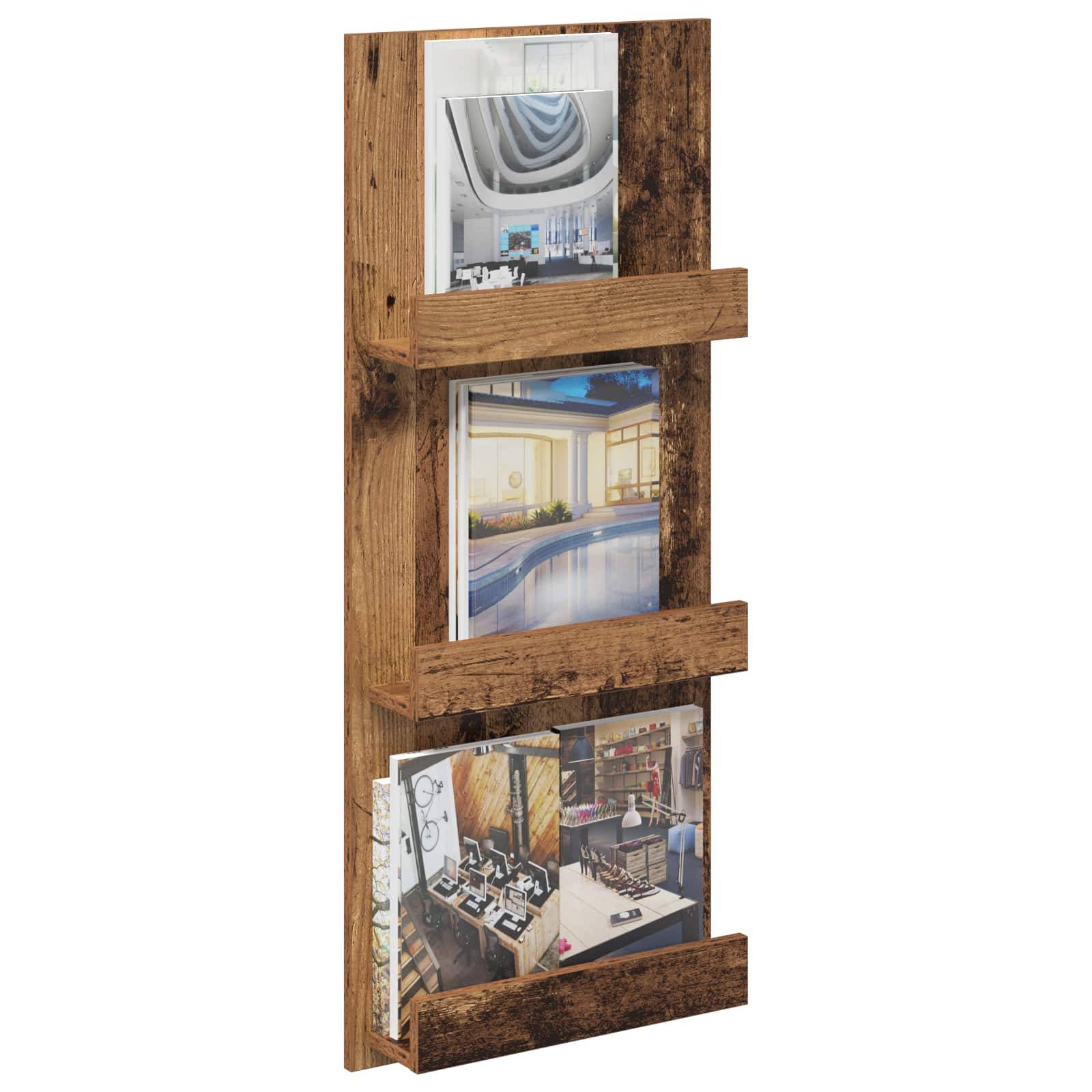 vidaXL Magazinregal mit Regal Altholz 43 x 11 x 102 cm Holzwerkstoff