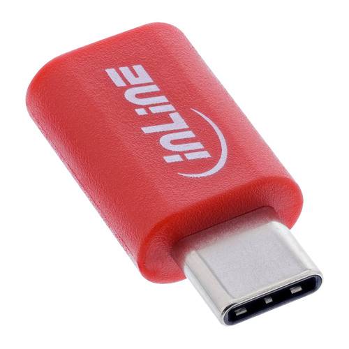 Ein roter USB-C zu USB-A Adapter mit dem Aufdruck 