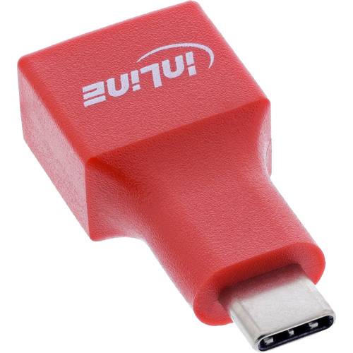 Roter USB Type-C zu Micro USB Adapter mit 'INLINE' Logo in Weiß.